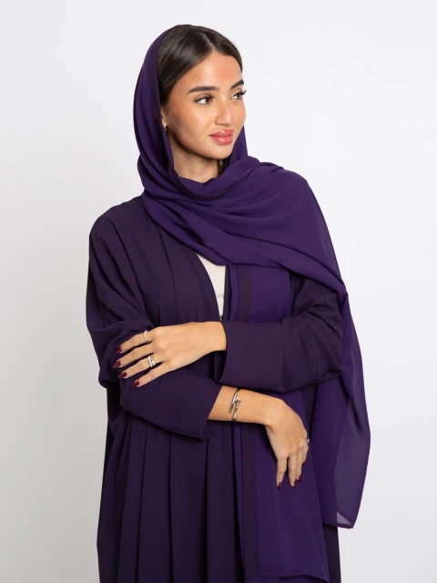 Kaafmeem Latest Abayas Clothing Tarha Plain Half Bisht Abaya Mauve Abaya
