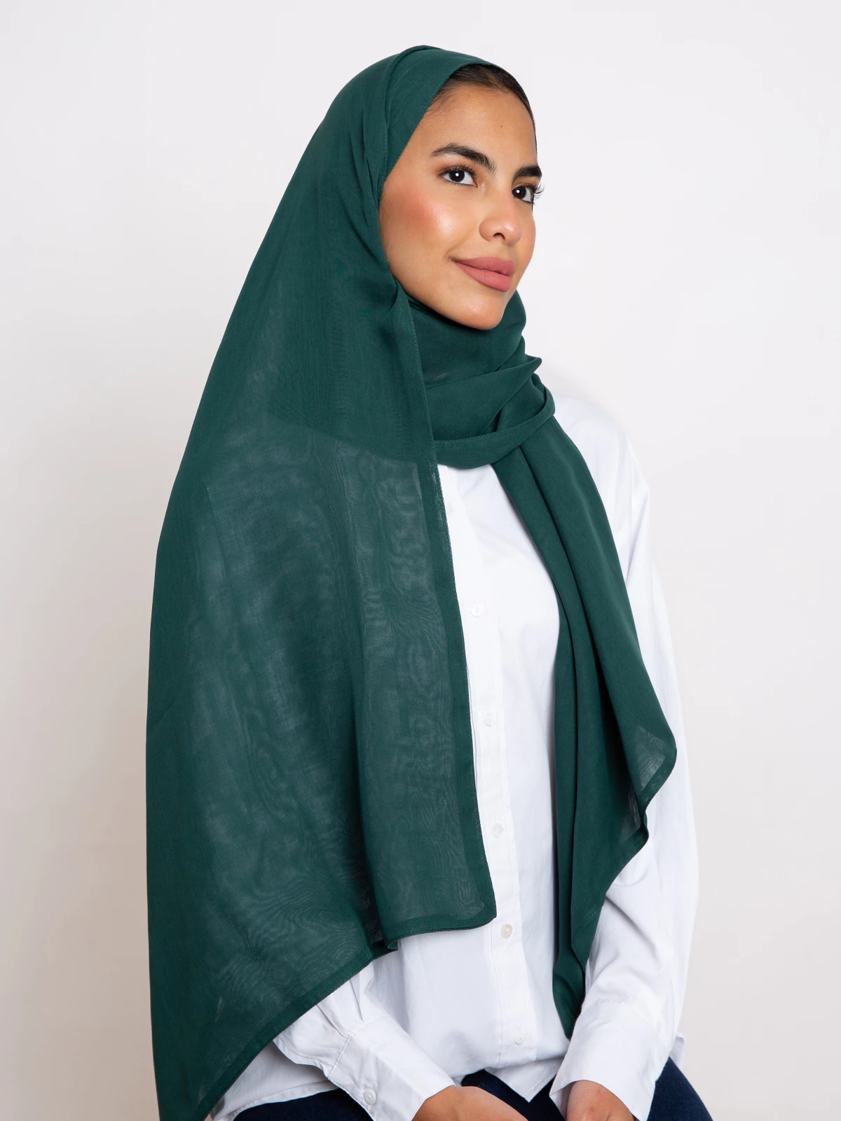 grass green plain double layered comfy japanese voile hijab tarha by kaafmeem in the black friday sale