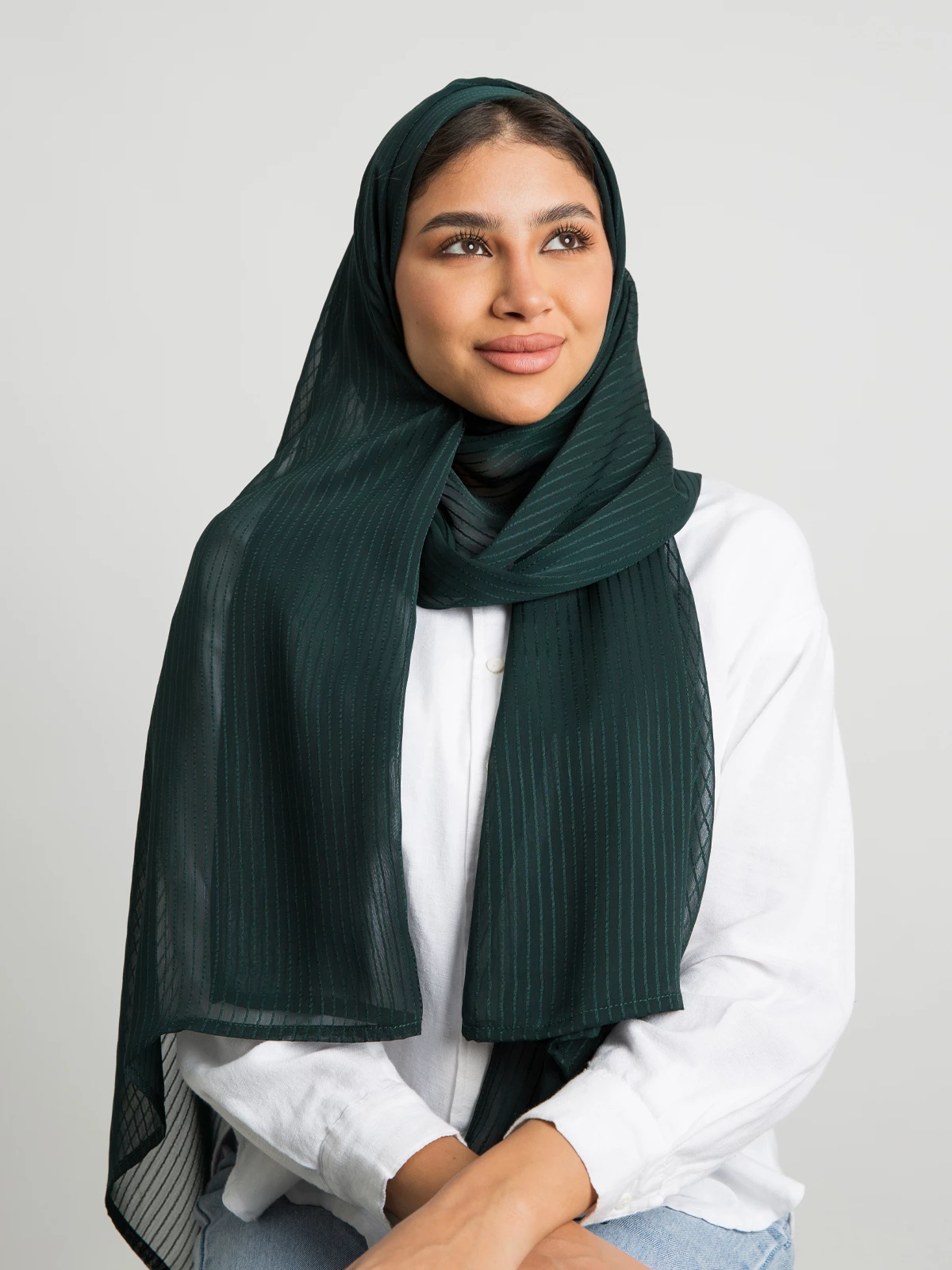 Grass plain striped soft chiffon laser tarha by kaafmeem hijab for daily wear available in multiple colors