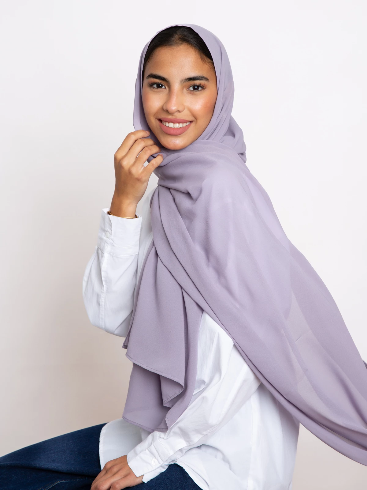 Pale lavender soft and breathable chiffon laser hijab tarha in the black friday sale