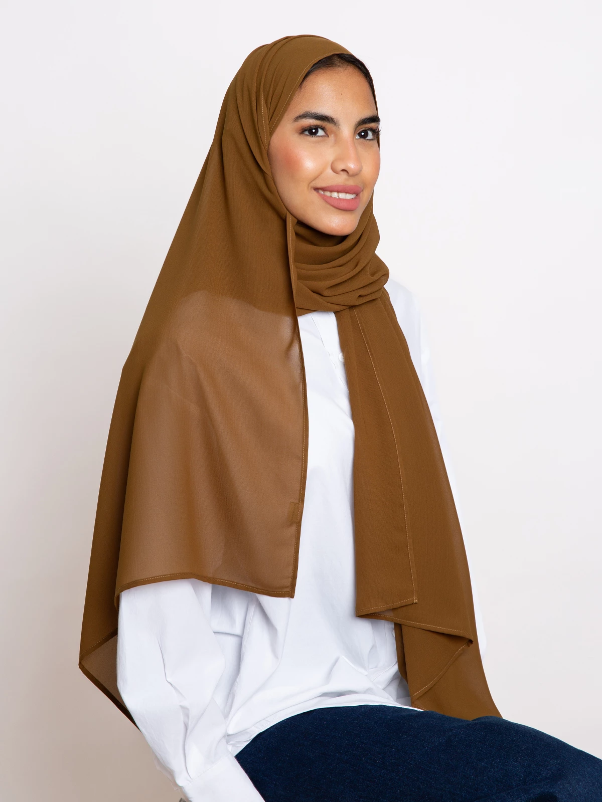 Mustard soft and breathable chiffon laser hijab tarha in the black friday sale