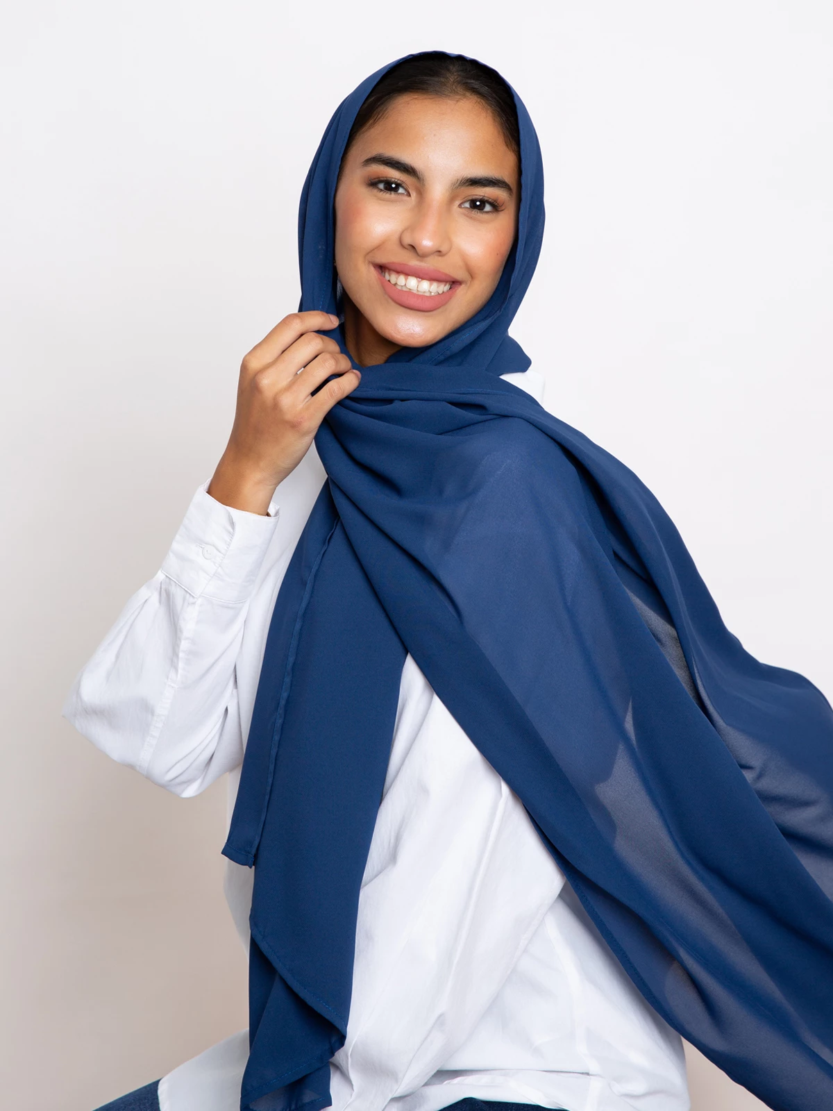 ocean blue soft and breathable chiffon laser hijab tarha in the black friday sale
