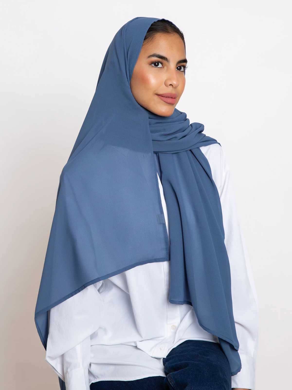 light blue soft and breathable chiffon laser hijab tarha in the black friday sale