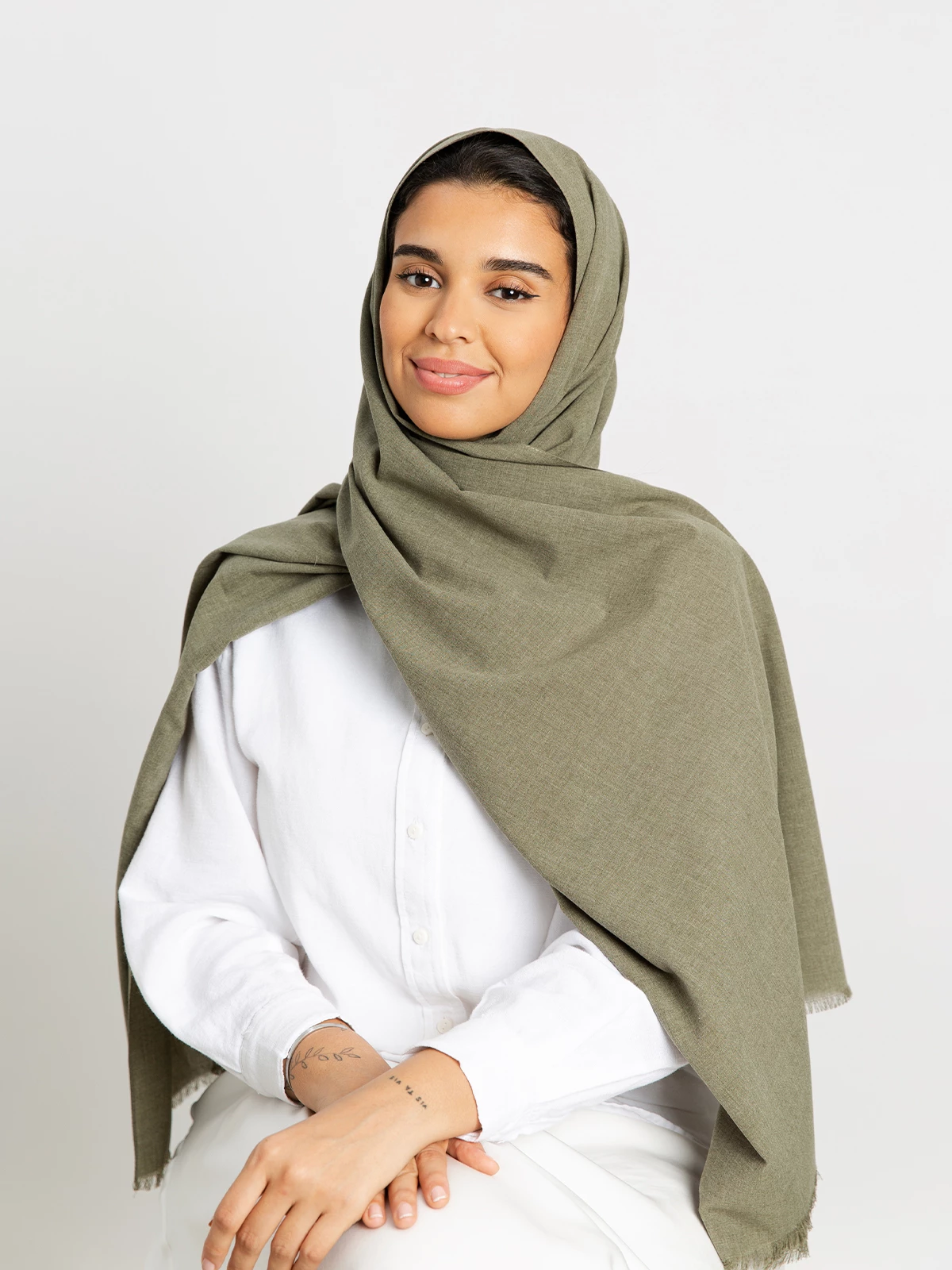 Dusty Olive - Plain Cotton Tarha