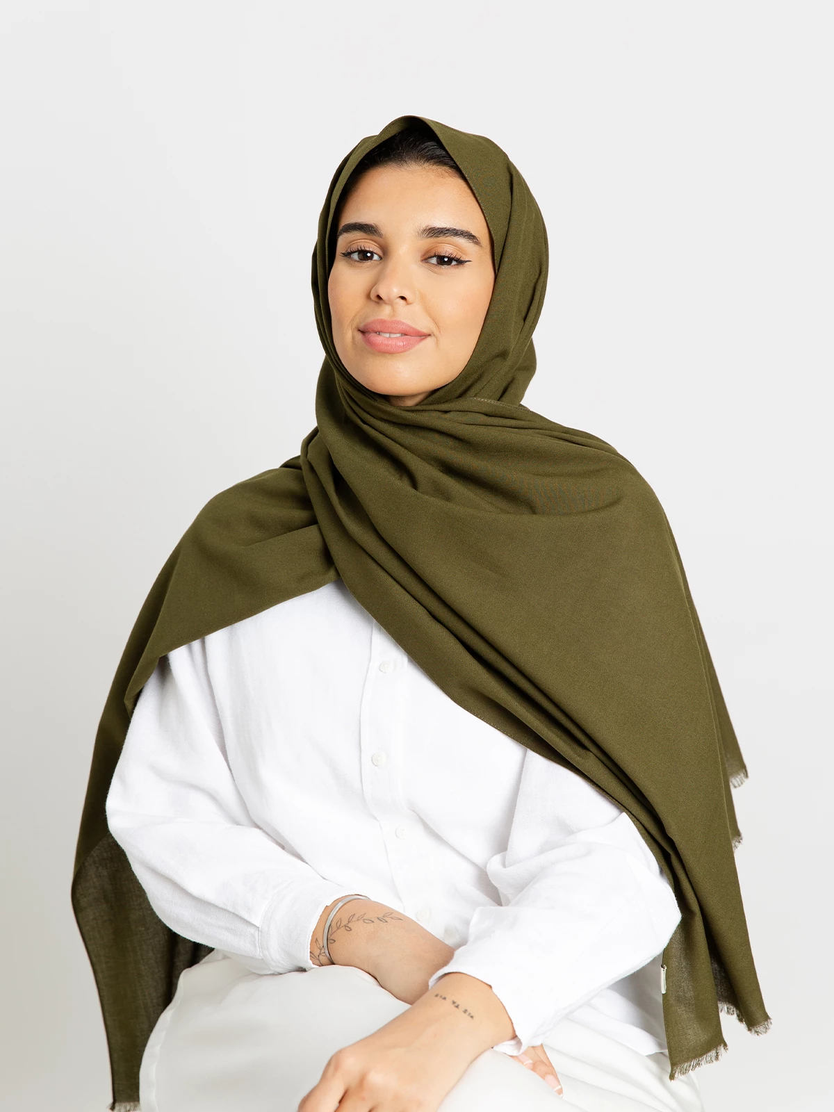 Olive - Plain Cotton Tarha