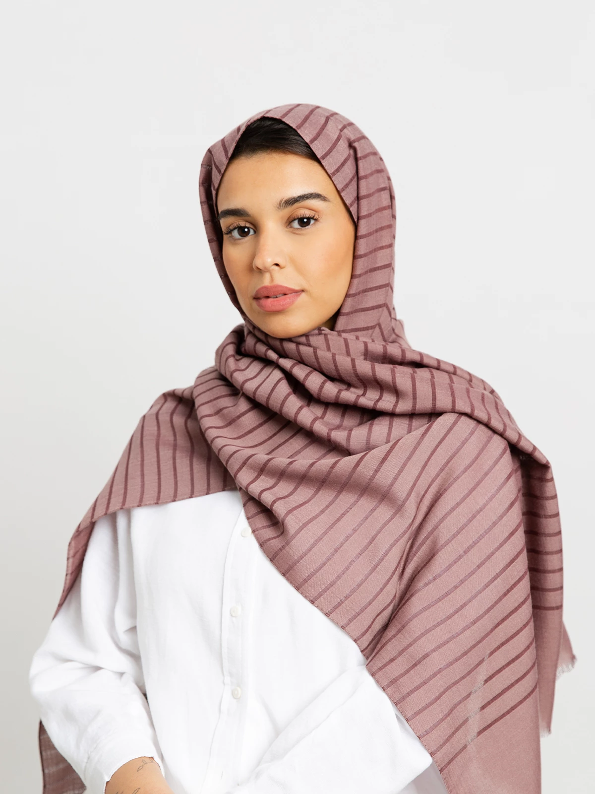Dusty Pink - Cotton Striped Tarha