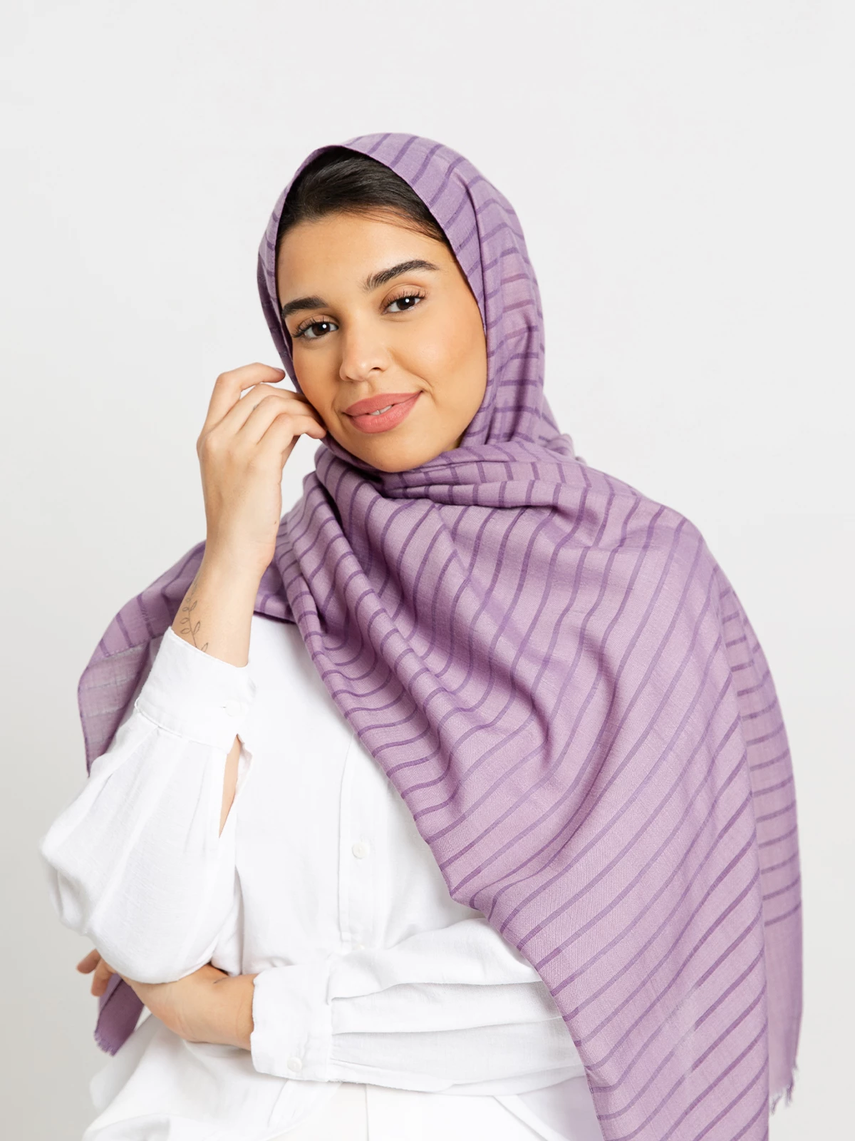 Lavender - Cotton Striped Tarha