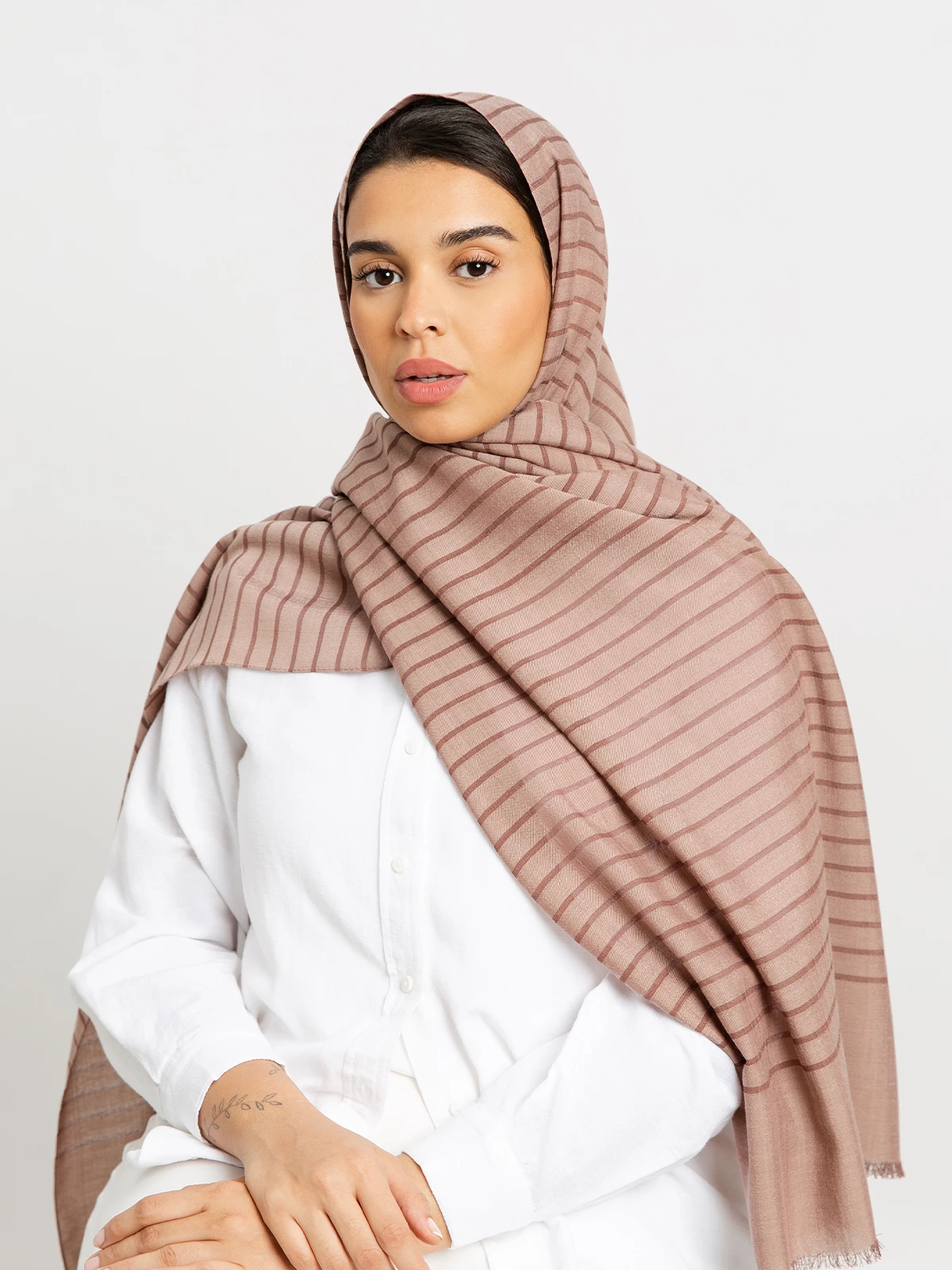 Mocha - Cotton Striped Tarha