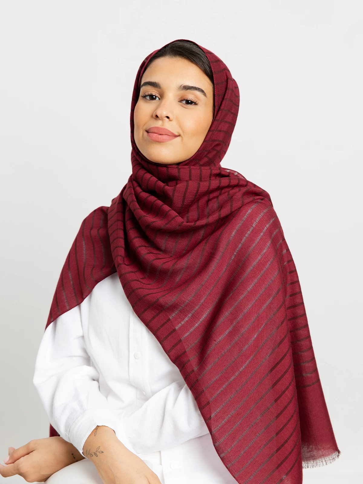 Ruby - Cotton Striped Tarha