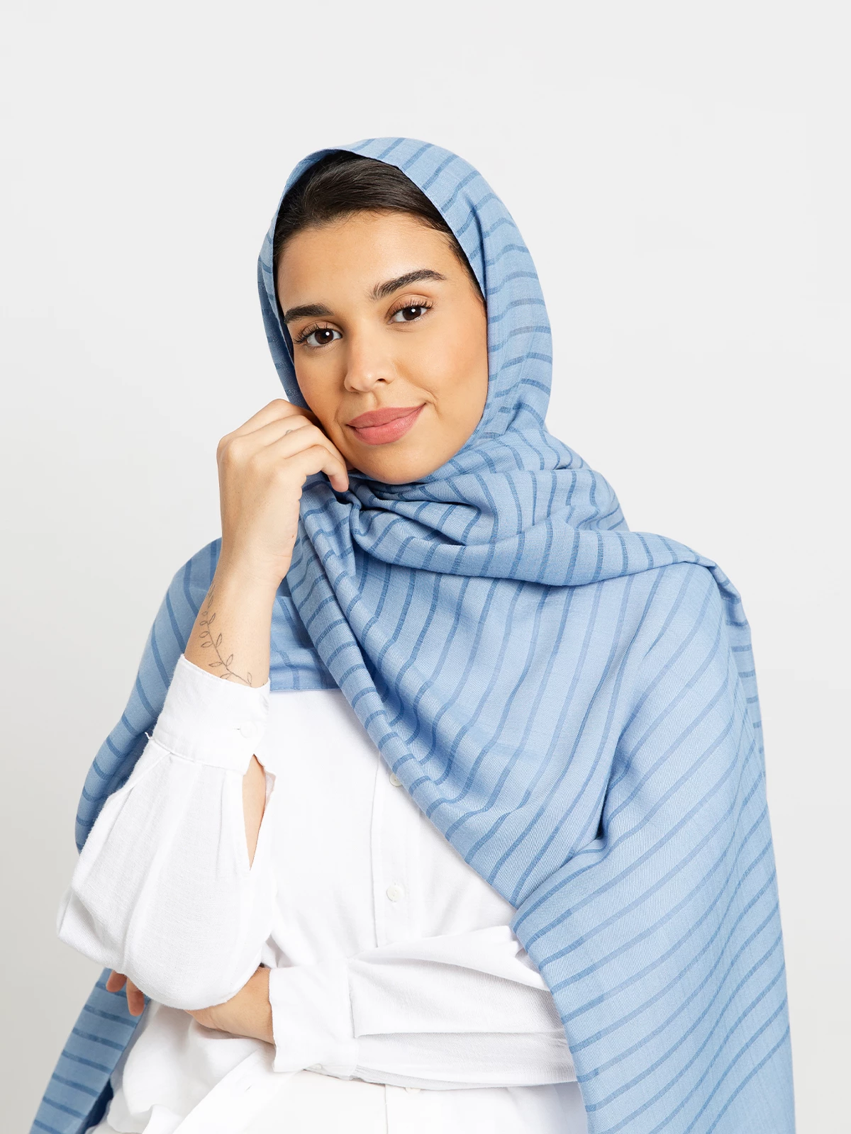 Sky Blue - Cotton Striped Tarha