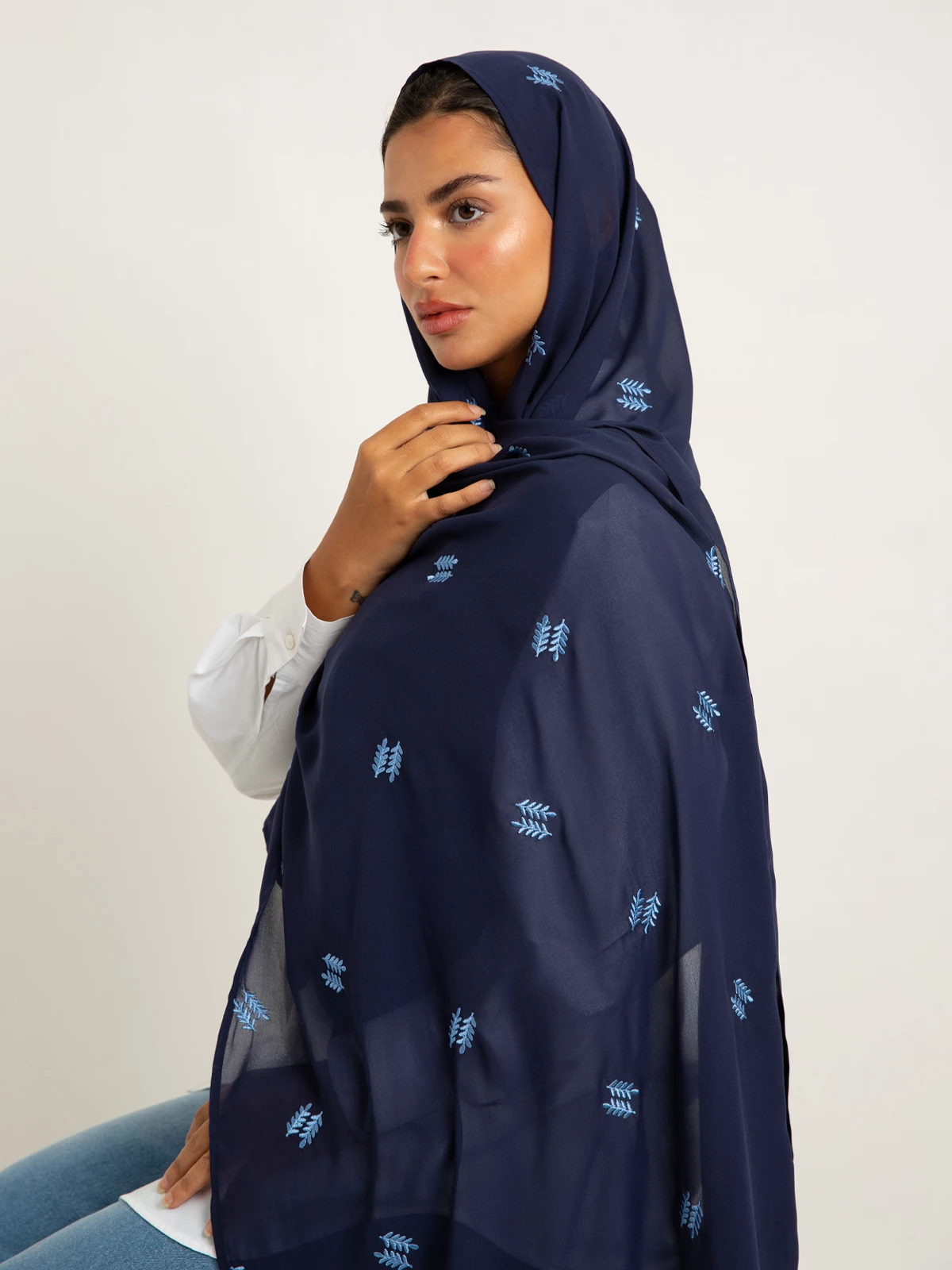 Navy Pine Rose Laser Tarha