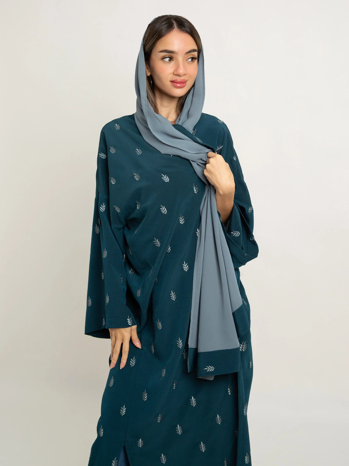 Teal Spikes Bohemian Abaya