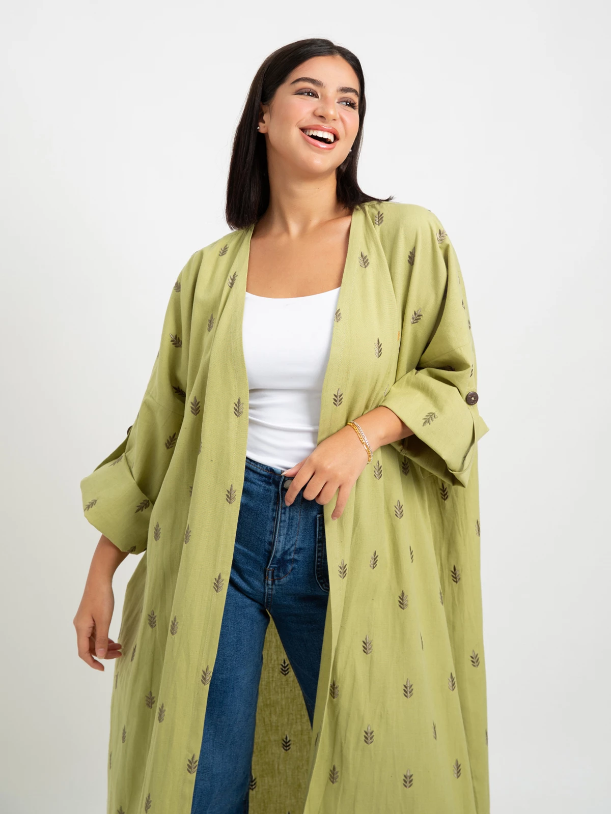 Apple Green Pine Rose Bohemian Abaya
