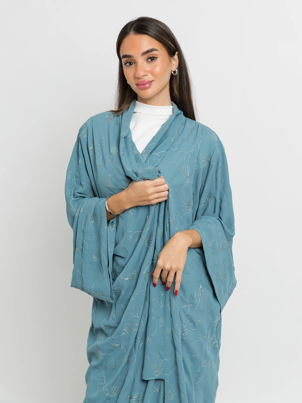 Blue Floral Fantasy Flowstyle Abaya