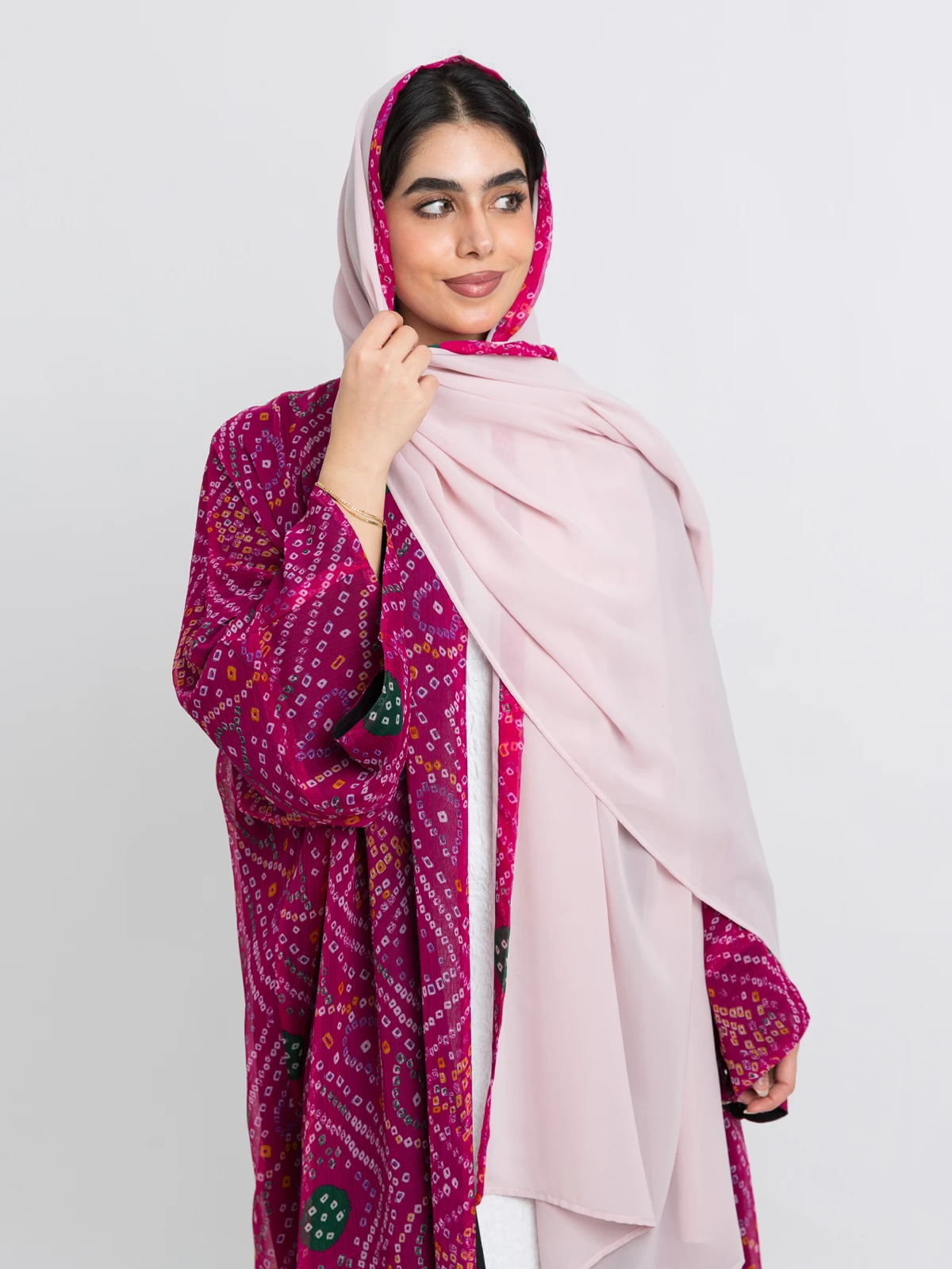 Fuchsia & Black Fusion Double Flowstyle Abaya