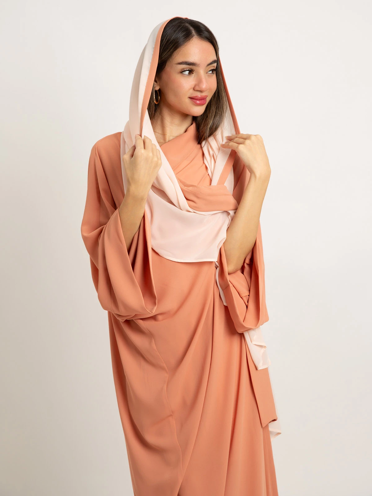 Peach Flowstyle Abaya