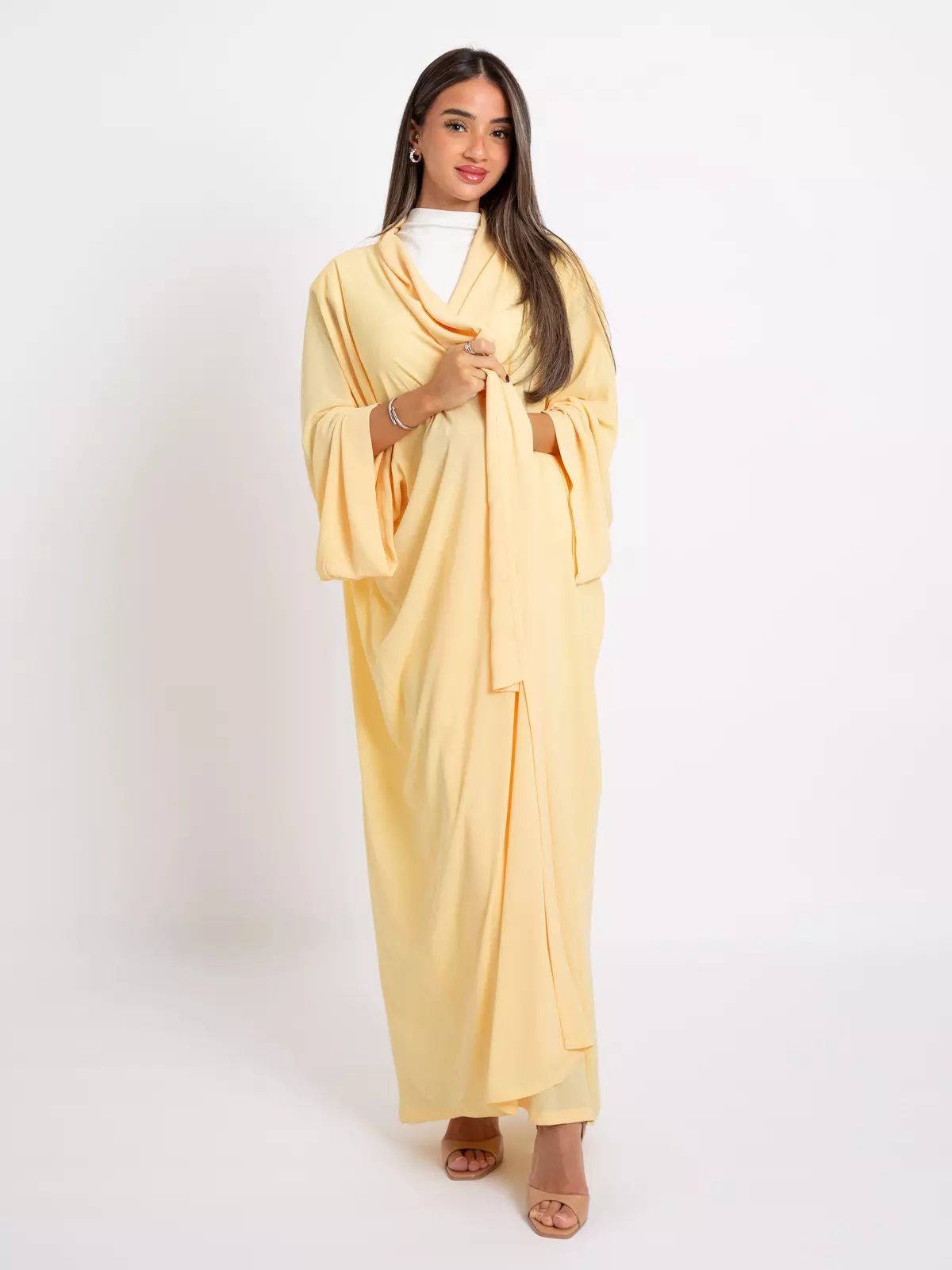 Latest Abayas, Clothing & Tarha Lemon Flowstyle Abaya | Plain Abaya