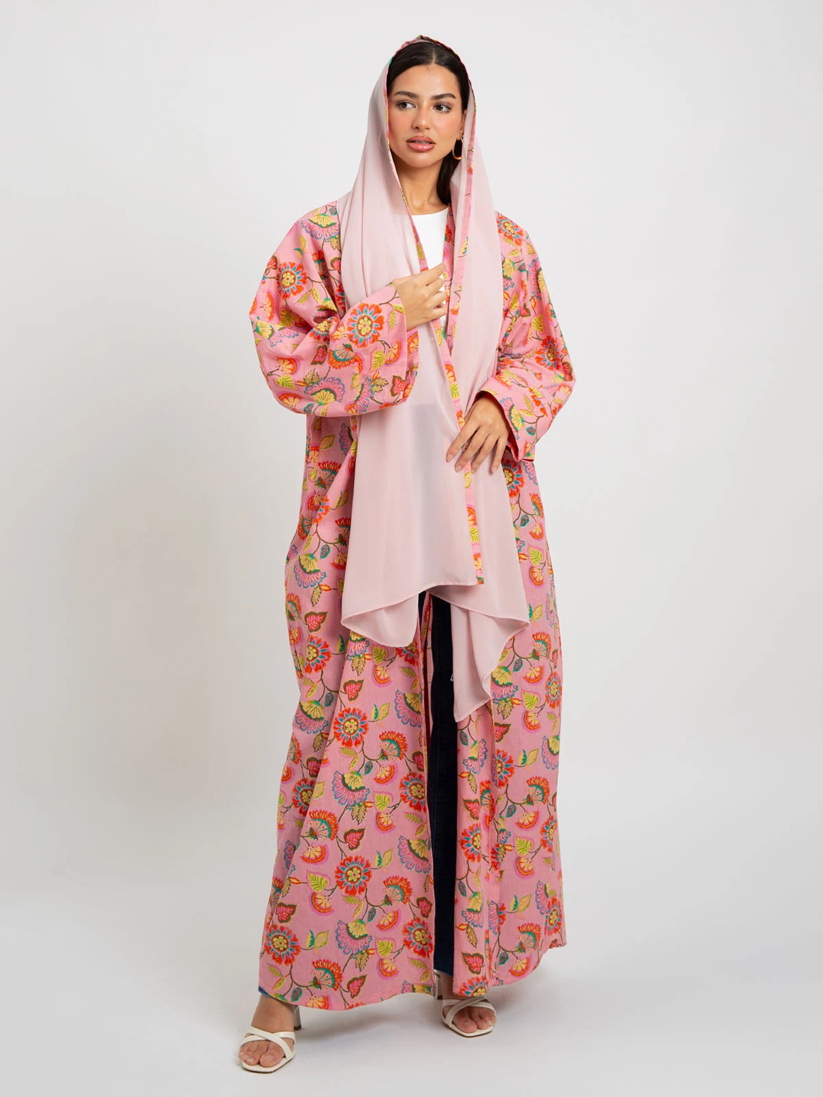Pink Bloomfetti Wide-fit Abaya