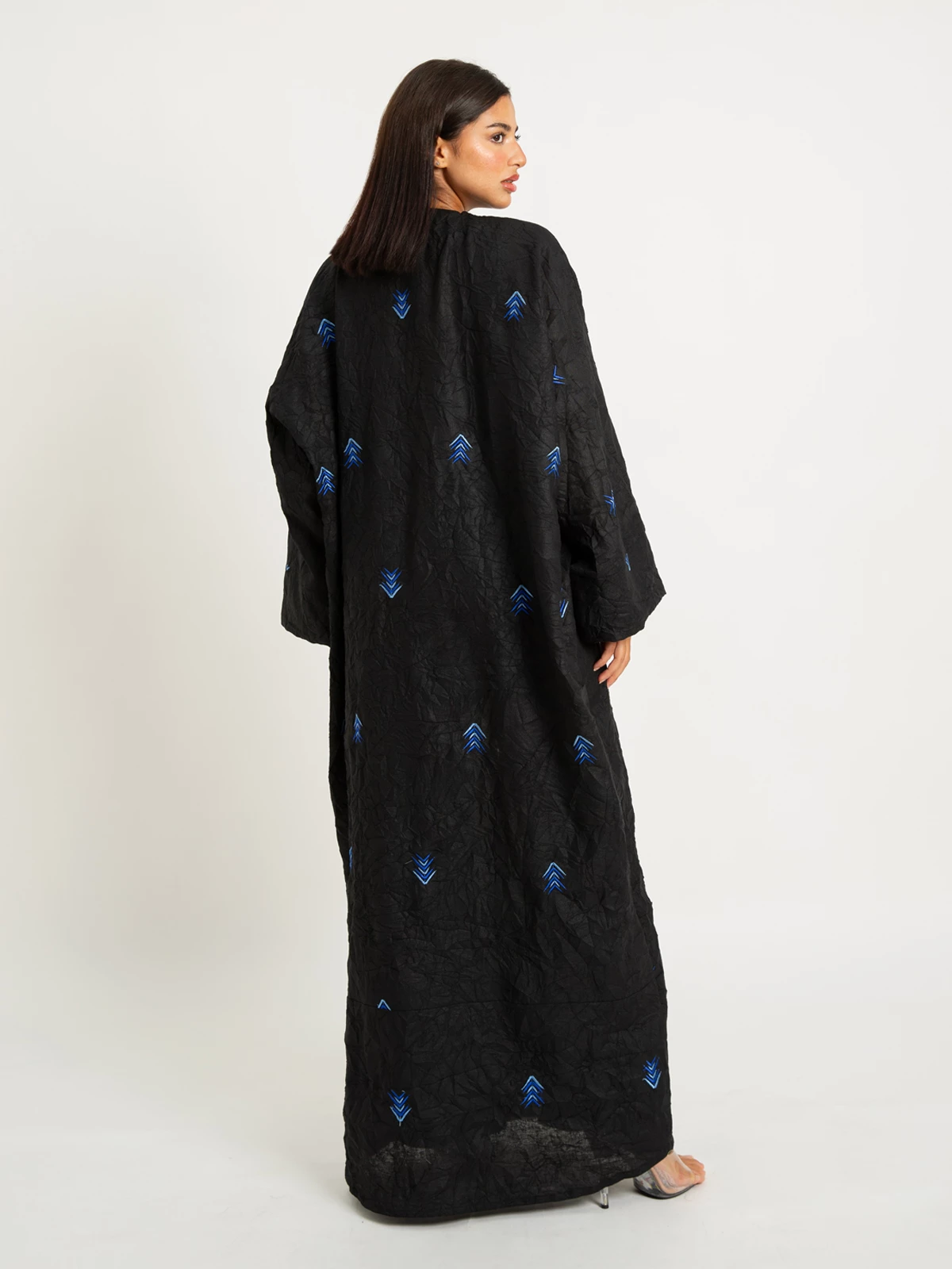 Blue Arrows Black Wide-fit Abaya