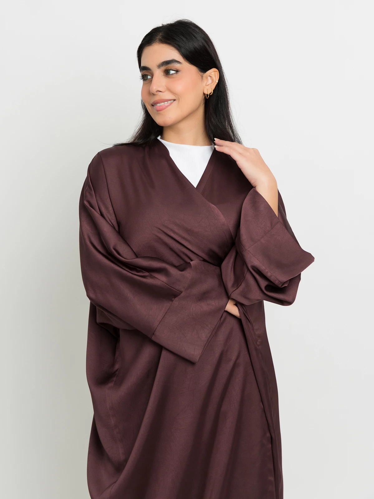 Maroon Luxe Wide fit Abaya
