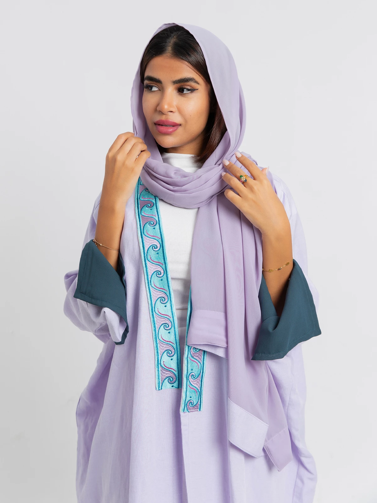 Blue Waves Lavender Abaya