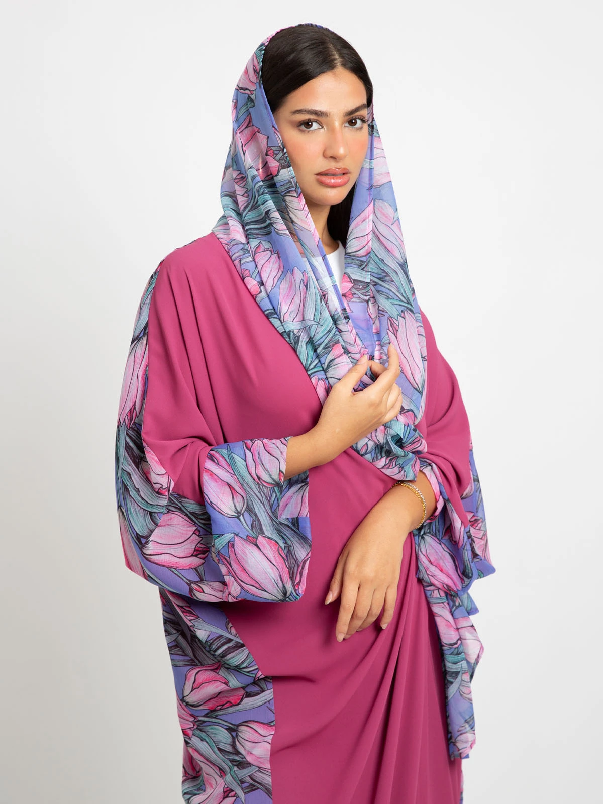 Pink Tulip Dreams Wide-fit Abaya
