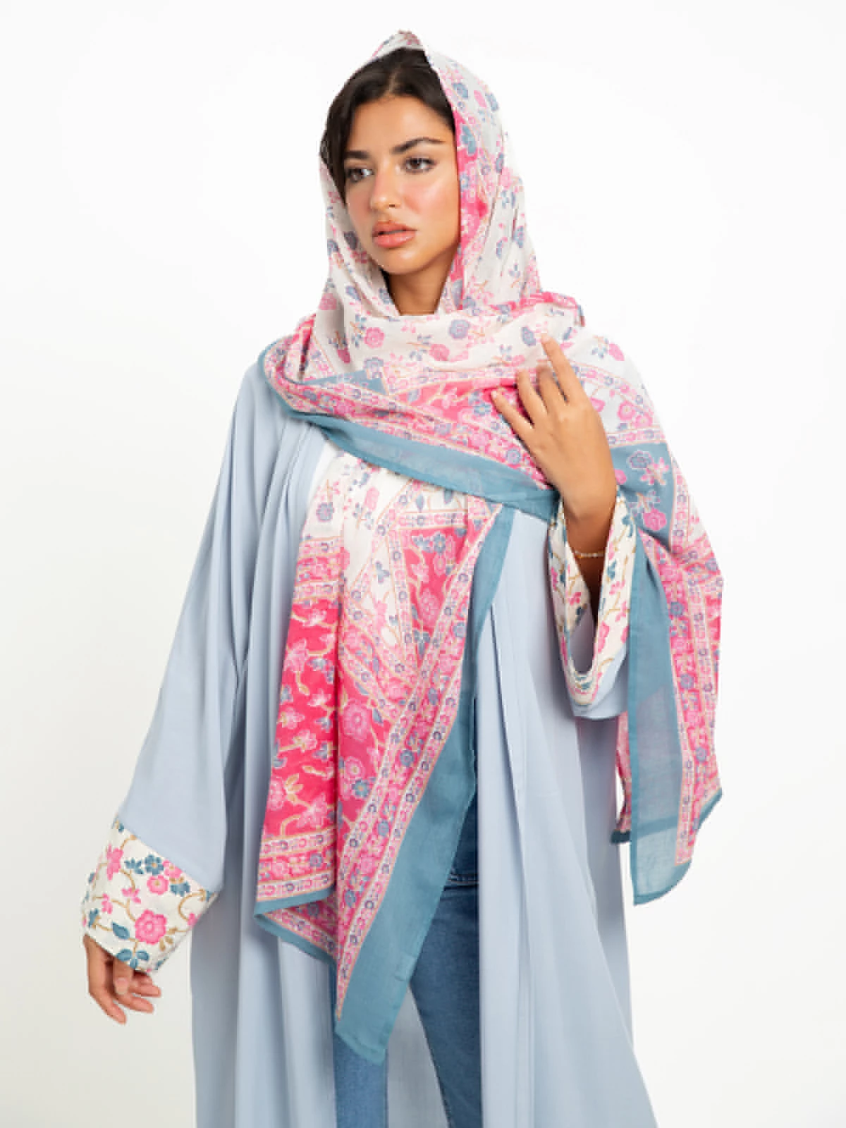 Blue Silk Echo Wide-fit Abaya