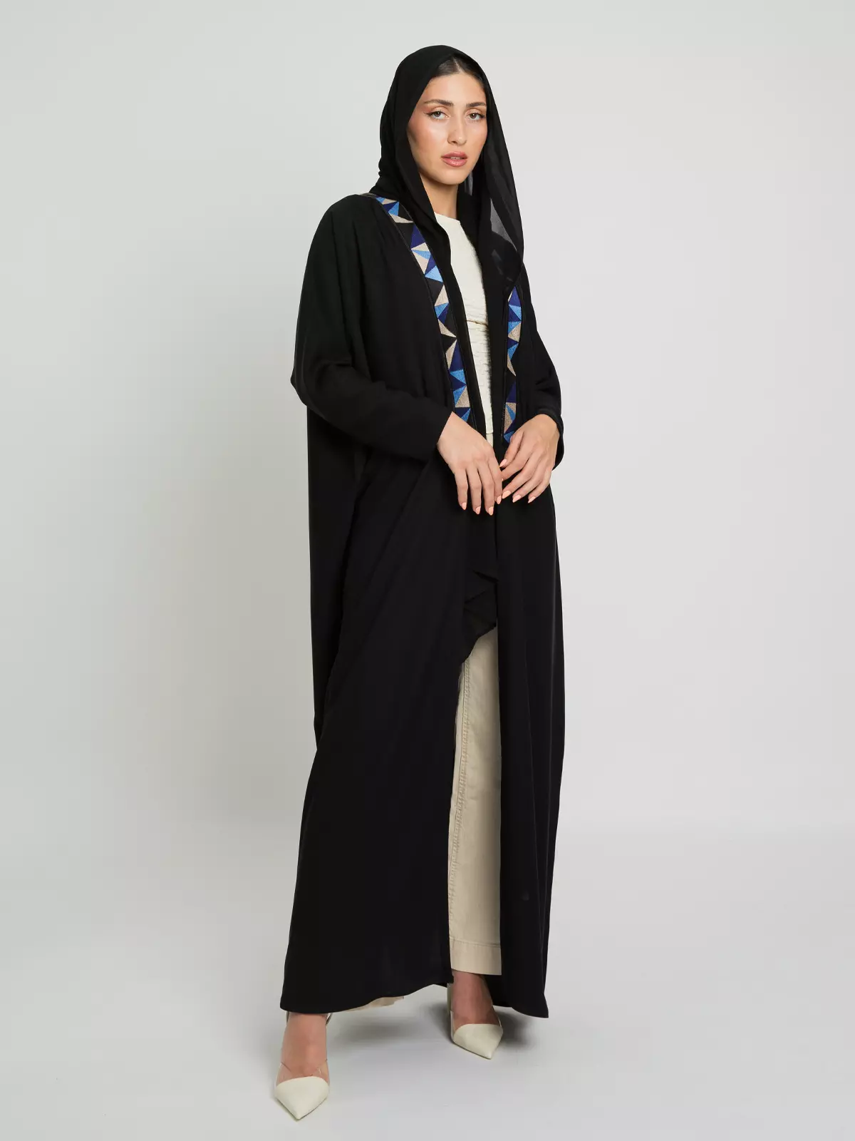 Divinely Crafted Abaya Casual Crepe 1 Piece Embellished Abaya | Black