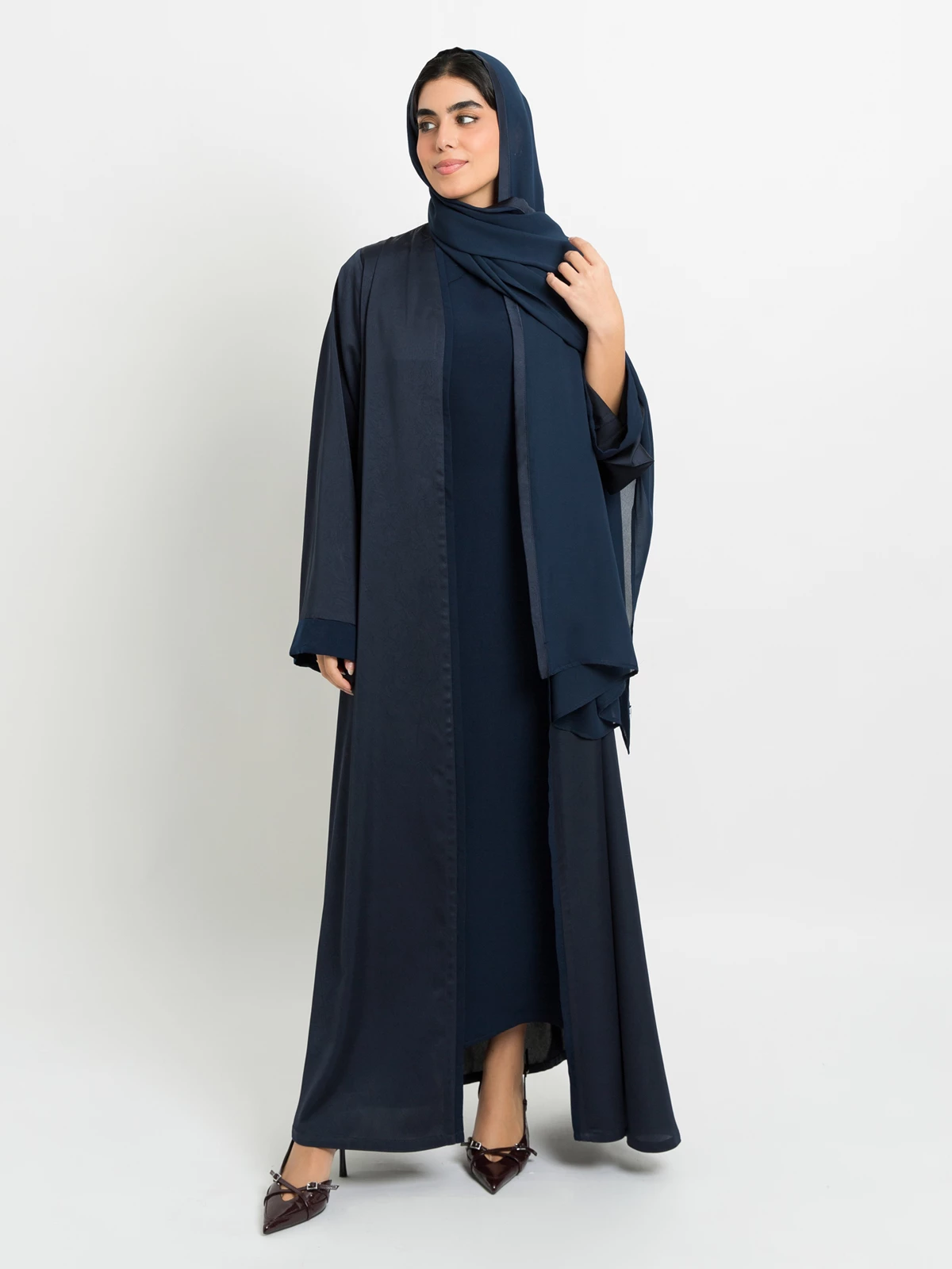 Navy Abaya & Dress Matching Set