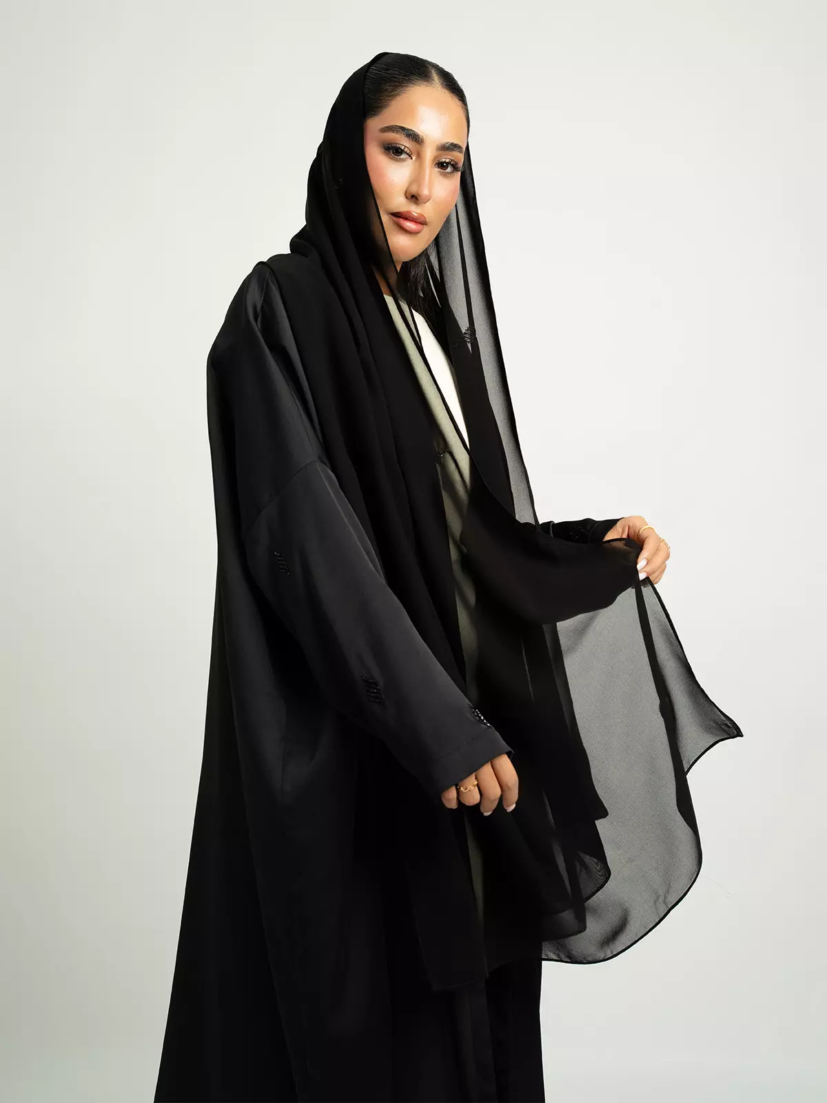 Black Khayal Wide-fit Tight Sleeves Abaya