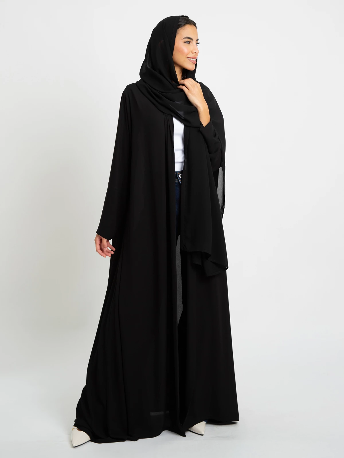 Black A-Cut Open Abaya