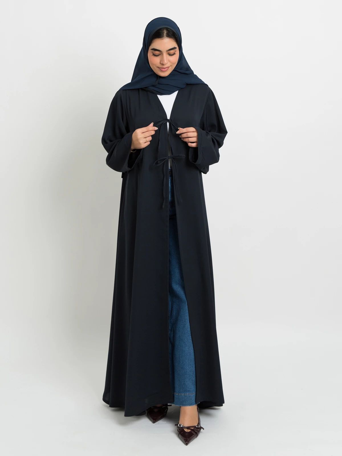 Navy Bow Abaya