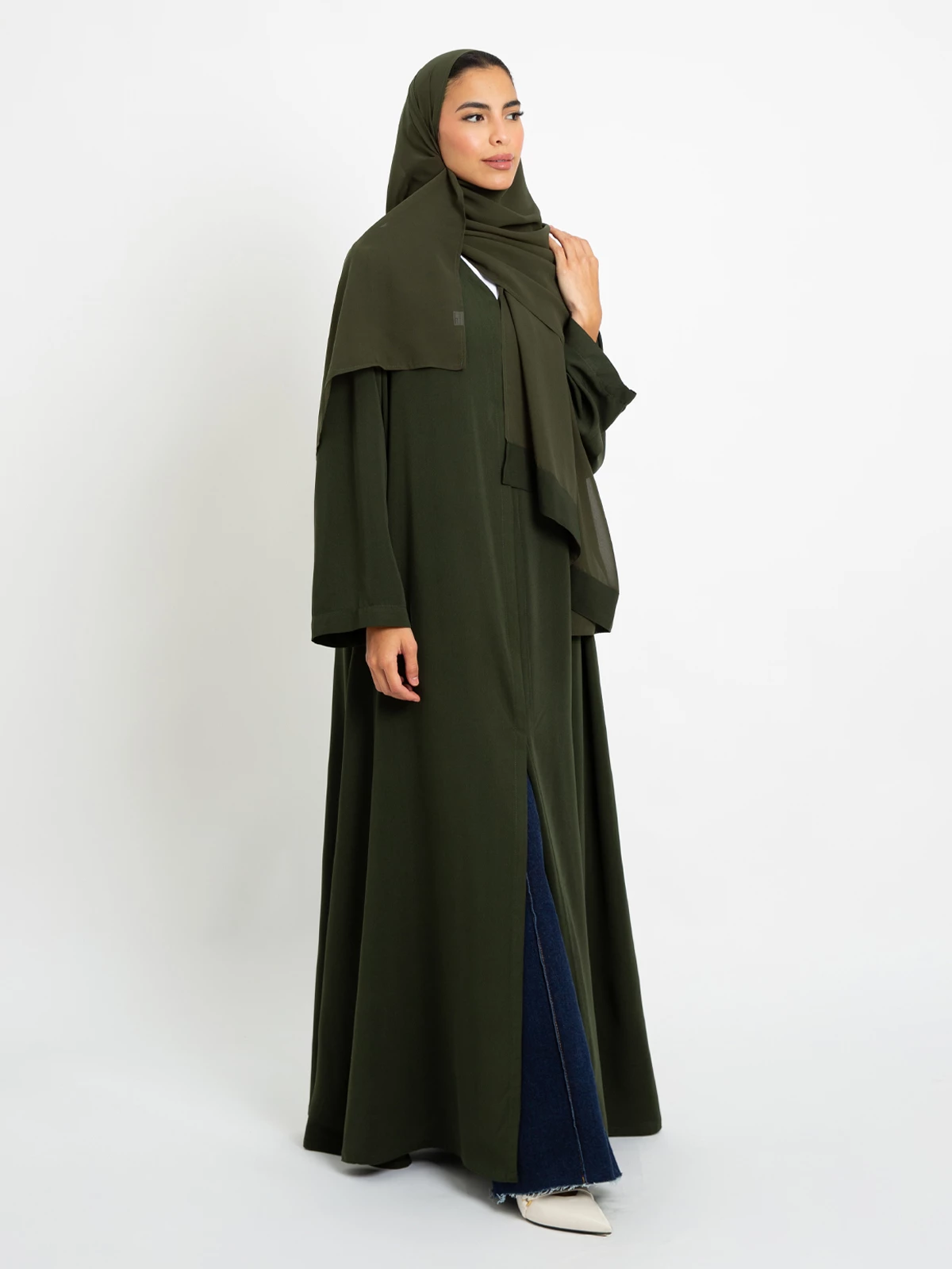 Olive A-Cut Closed Abaya