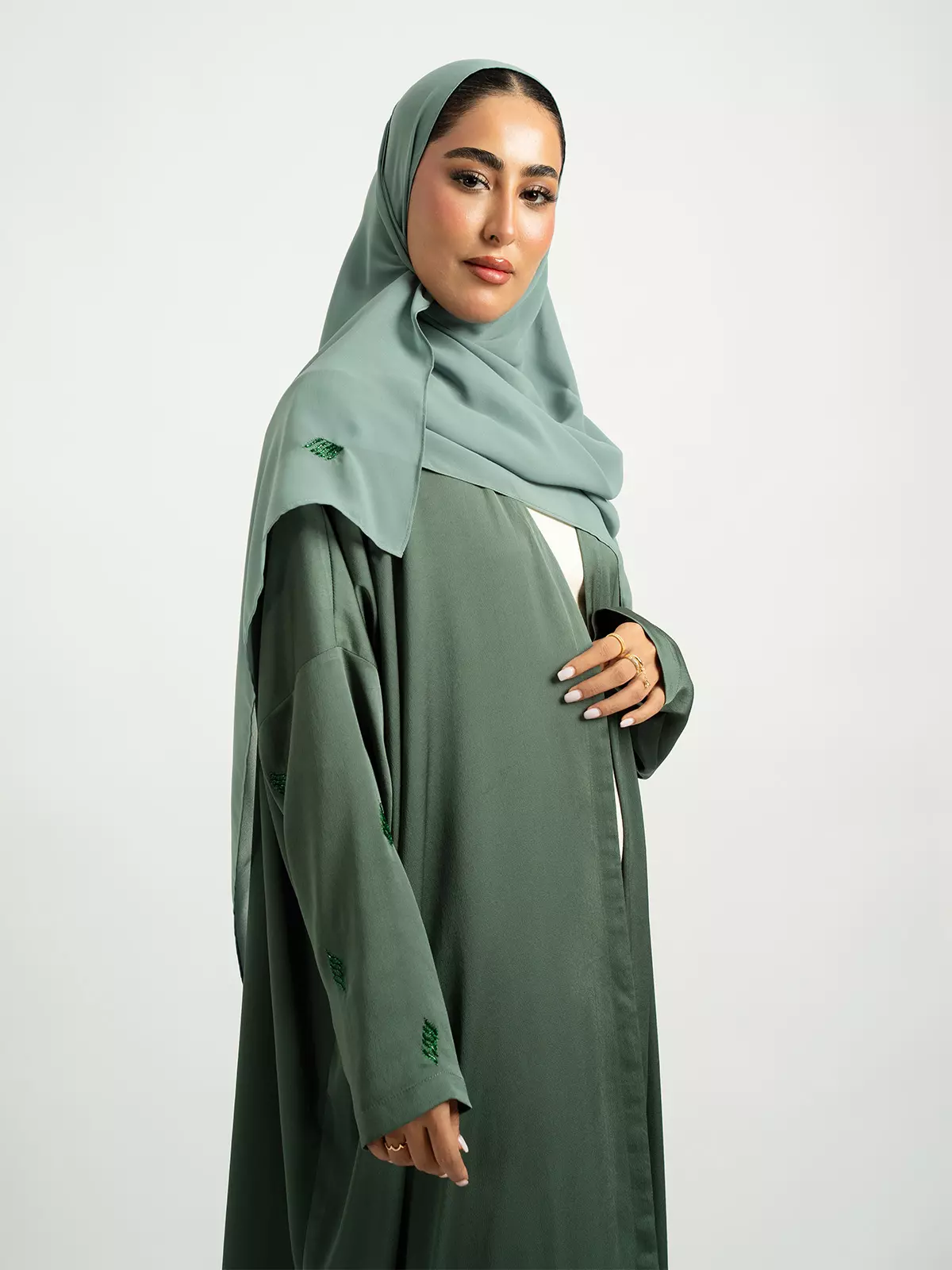 Green Khayal Wide-fit Tight Sleeves Abaya