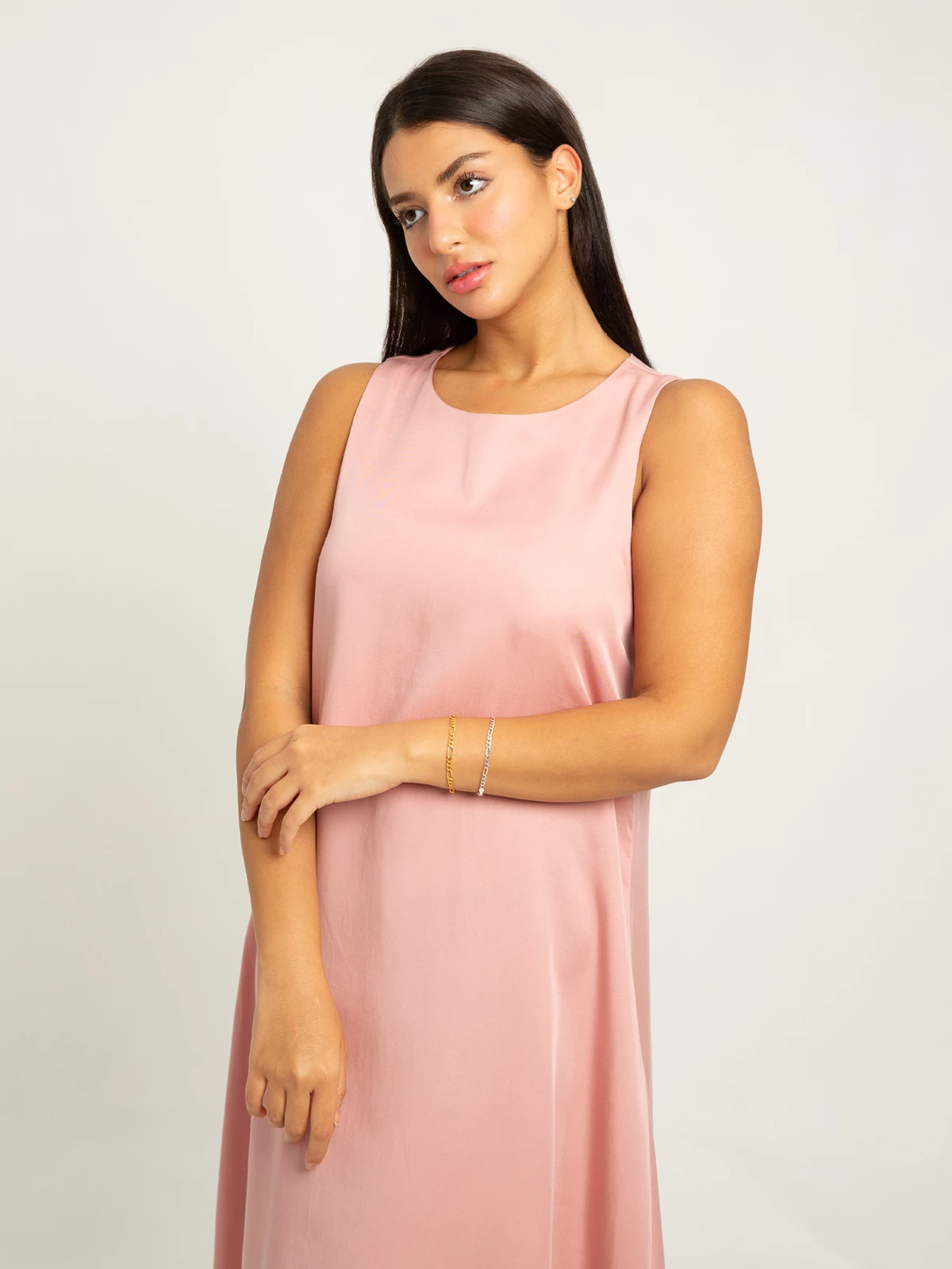 Pink Sleeveless Long Dress