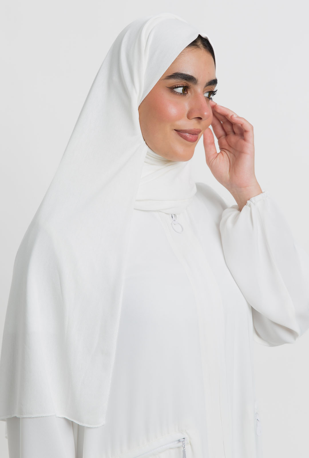 طرحة جيرسيه قطن أبيض