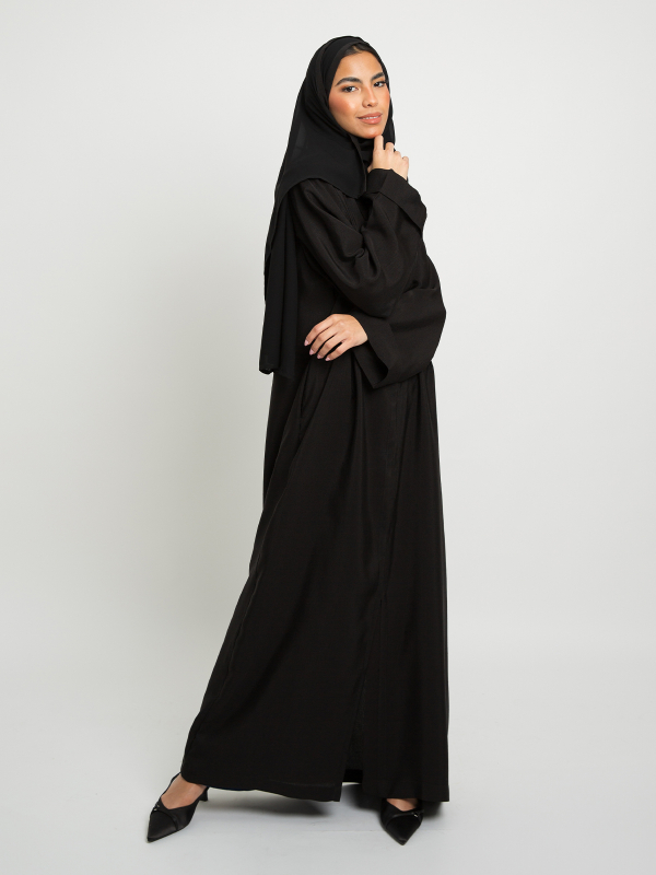 Black V Neck Abaya