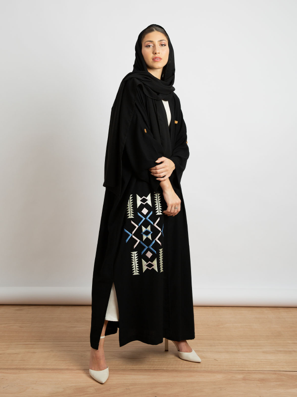 Kaafmeem: Latest Abayas, Clothing & Tarha Black open sadu embroidered ...