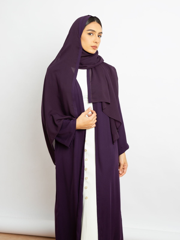Abeer Light Long Comfy Wrap Jacket - Purple Gray - FINAL SALE