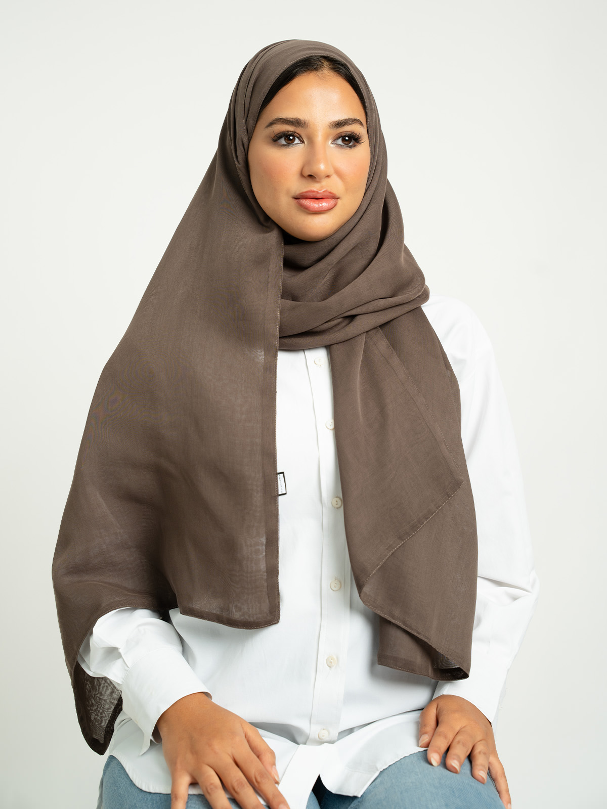 Warm Walnut Plain Double Voile Tarha