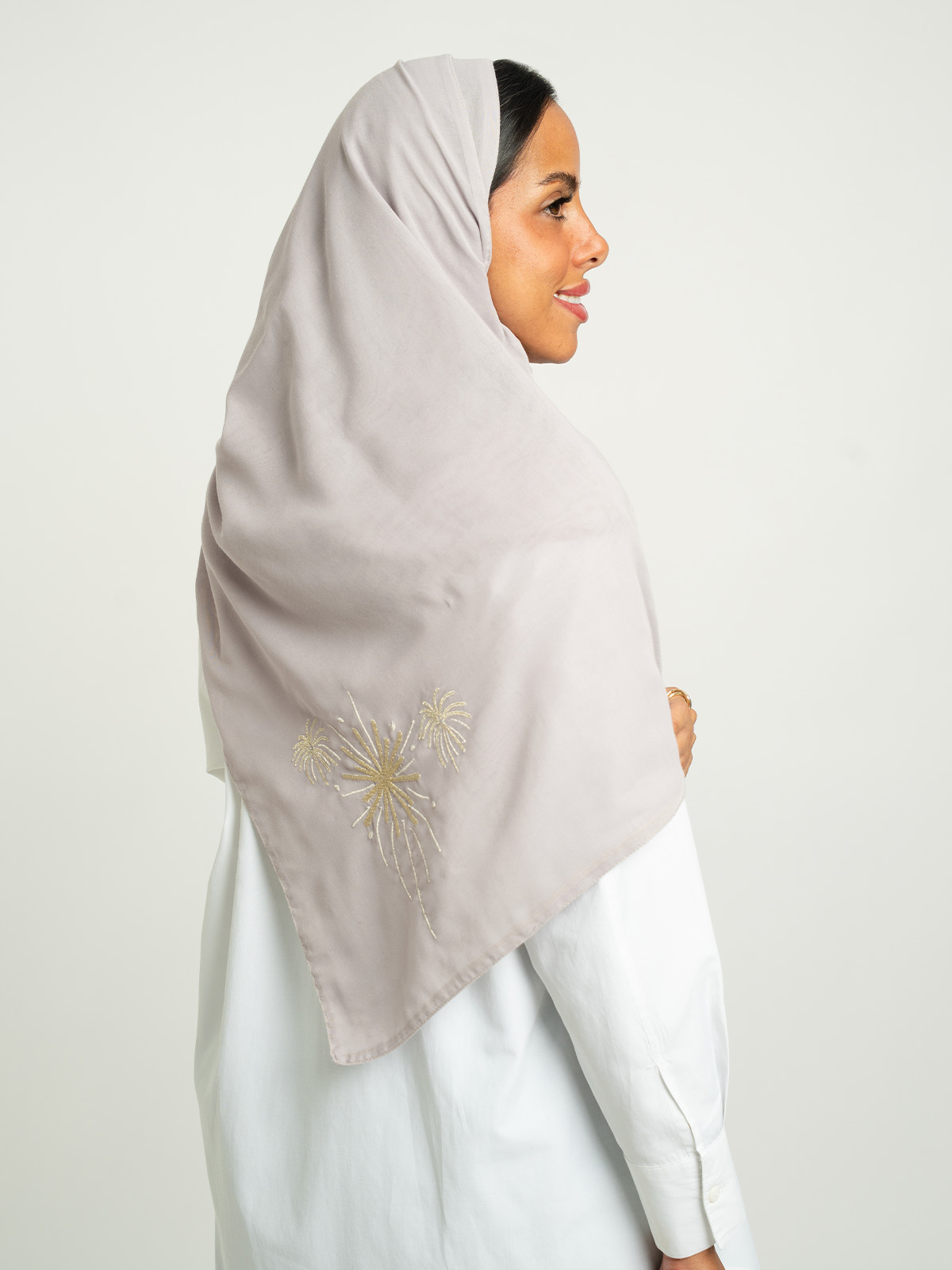 Light Gray Fireworks Double Voile Tarha