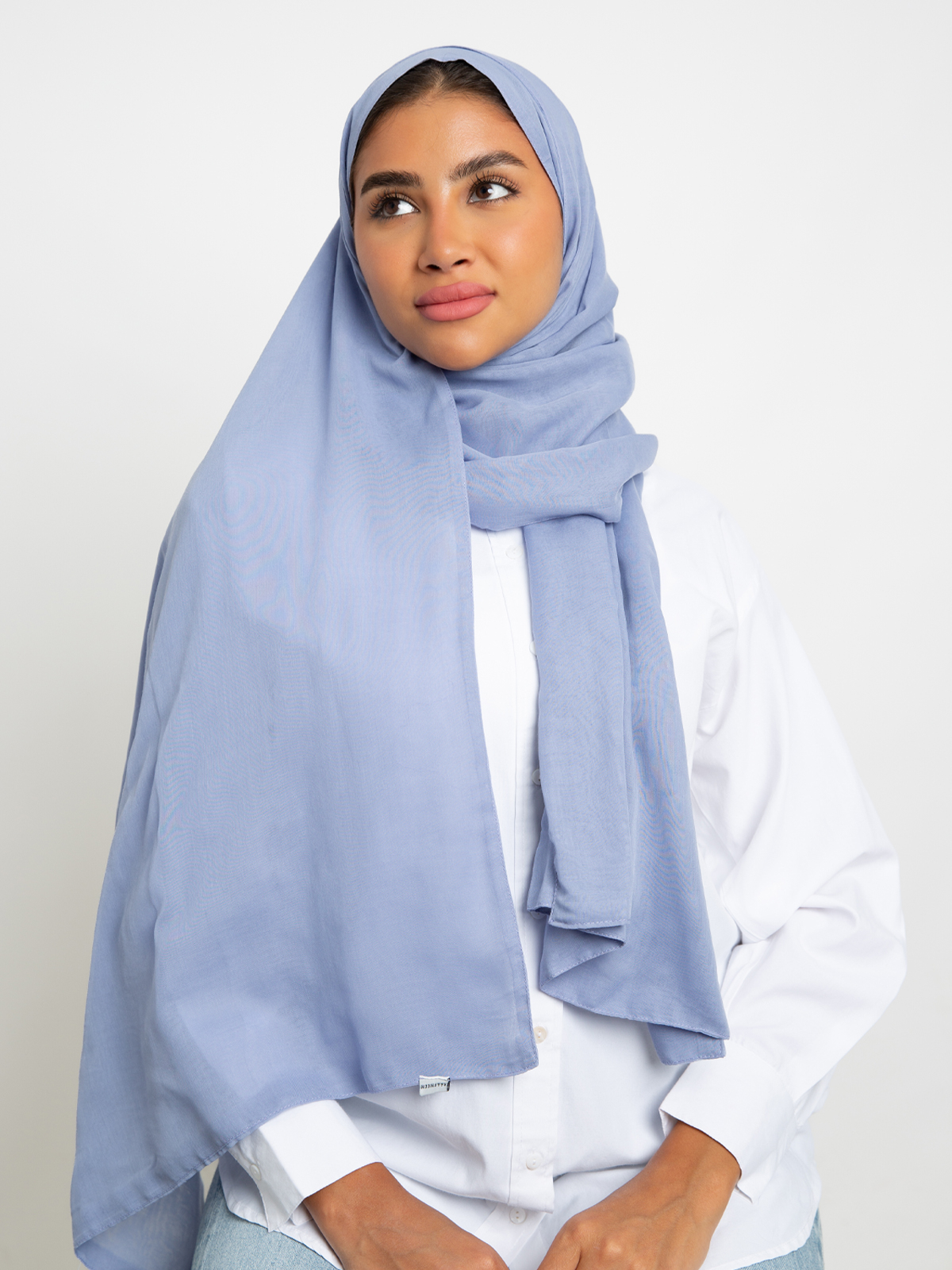 bluish purple plain double layered comfy Japanese voile hijab tarha by kaafmeem for daily wear