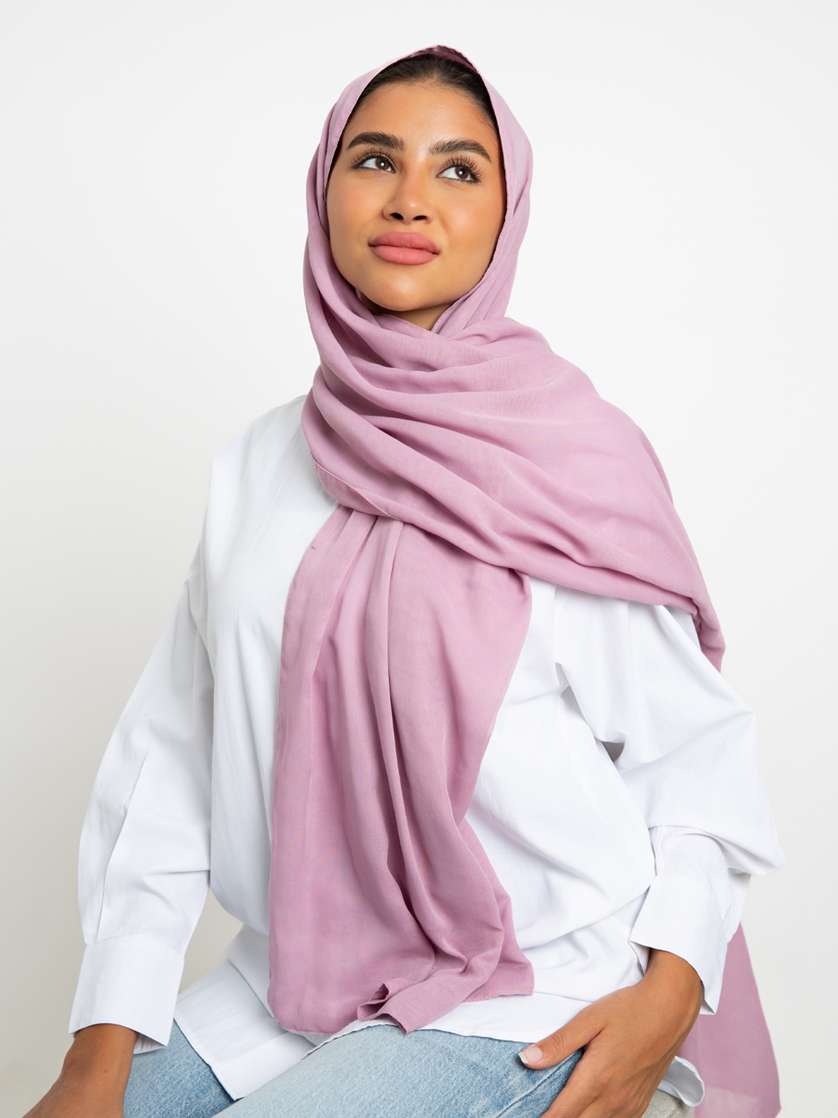 pink plain double layered comfy Japanese voile hijab tarha by kaafmeem for daily wear