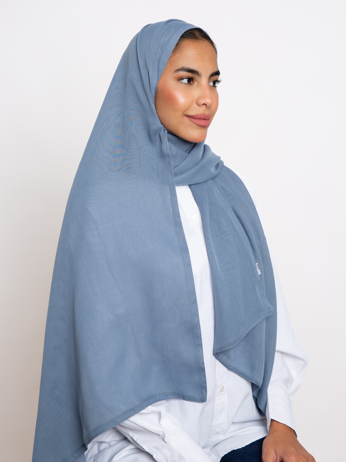 pale blue plain double layered comfy japanese voile hijab tarha by kaafmeem in the black friday sale