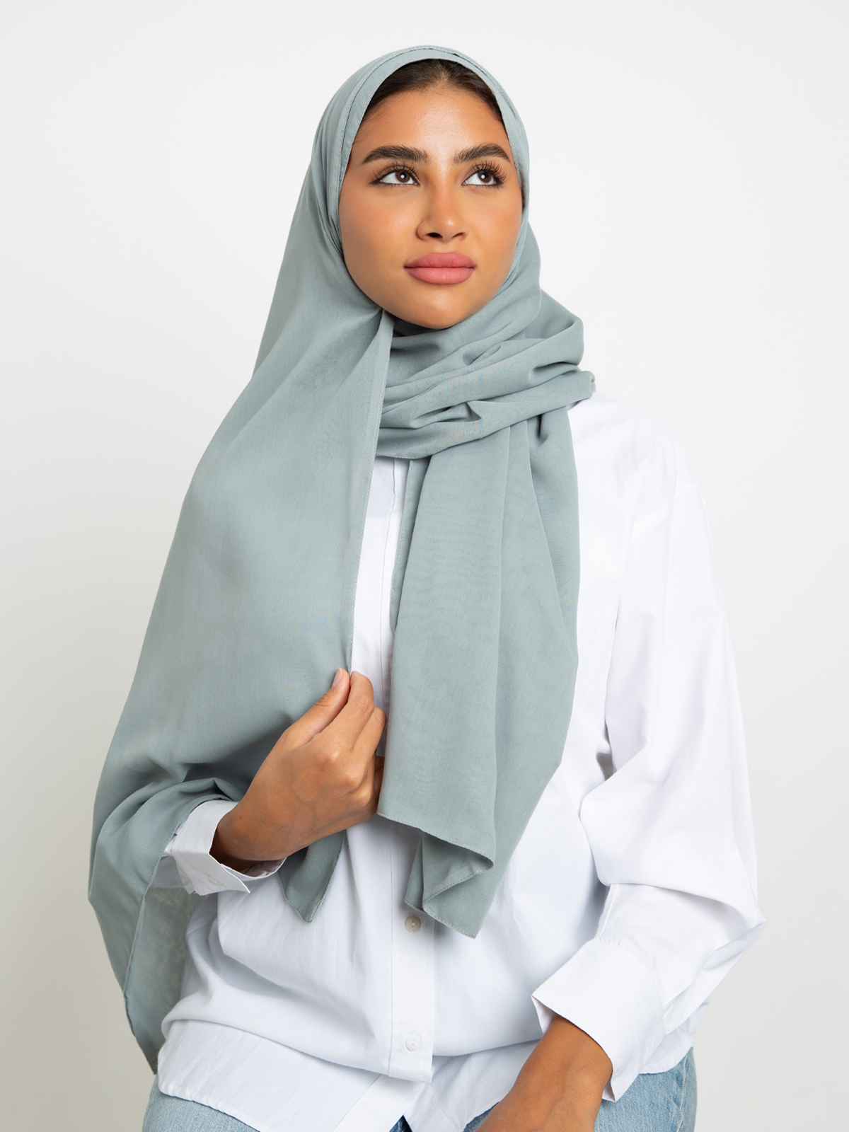 light green plain double layered comfy Japanese voile hijab tarha by kaafmeem for daily wear