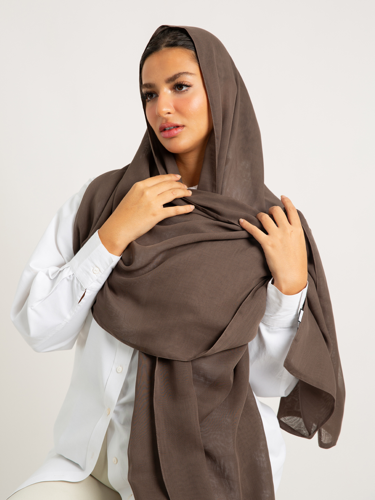 Mocha Brown Voile Tarha