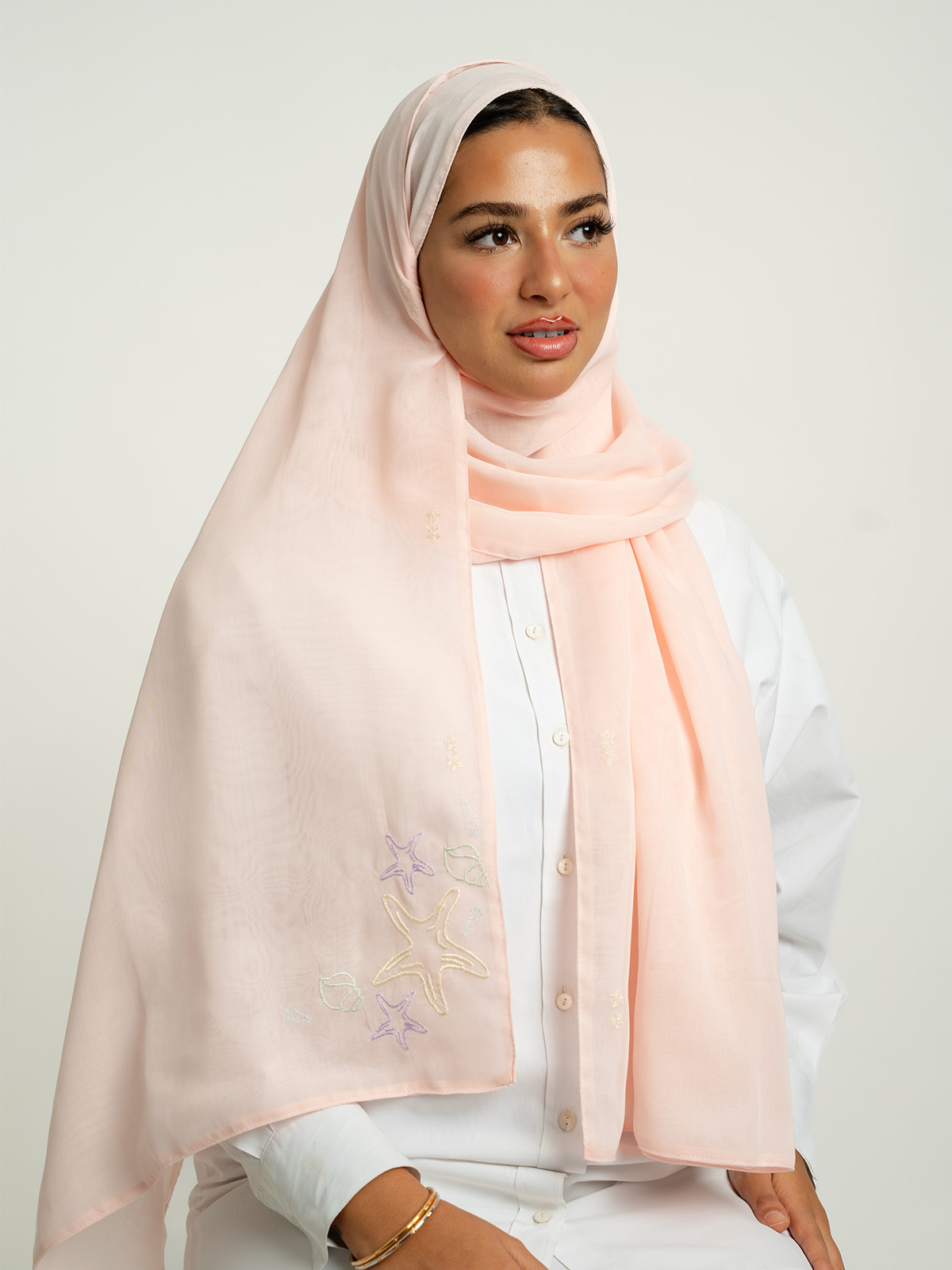 Rose Whisper Shells Double Voile Tarha