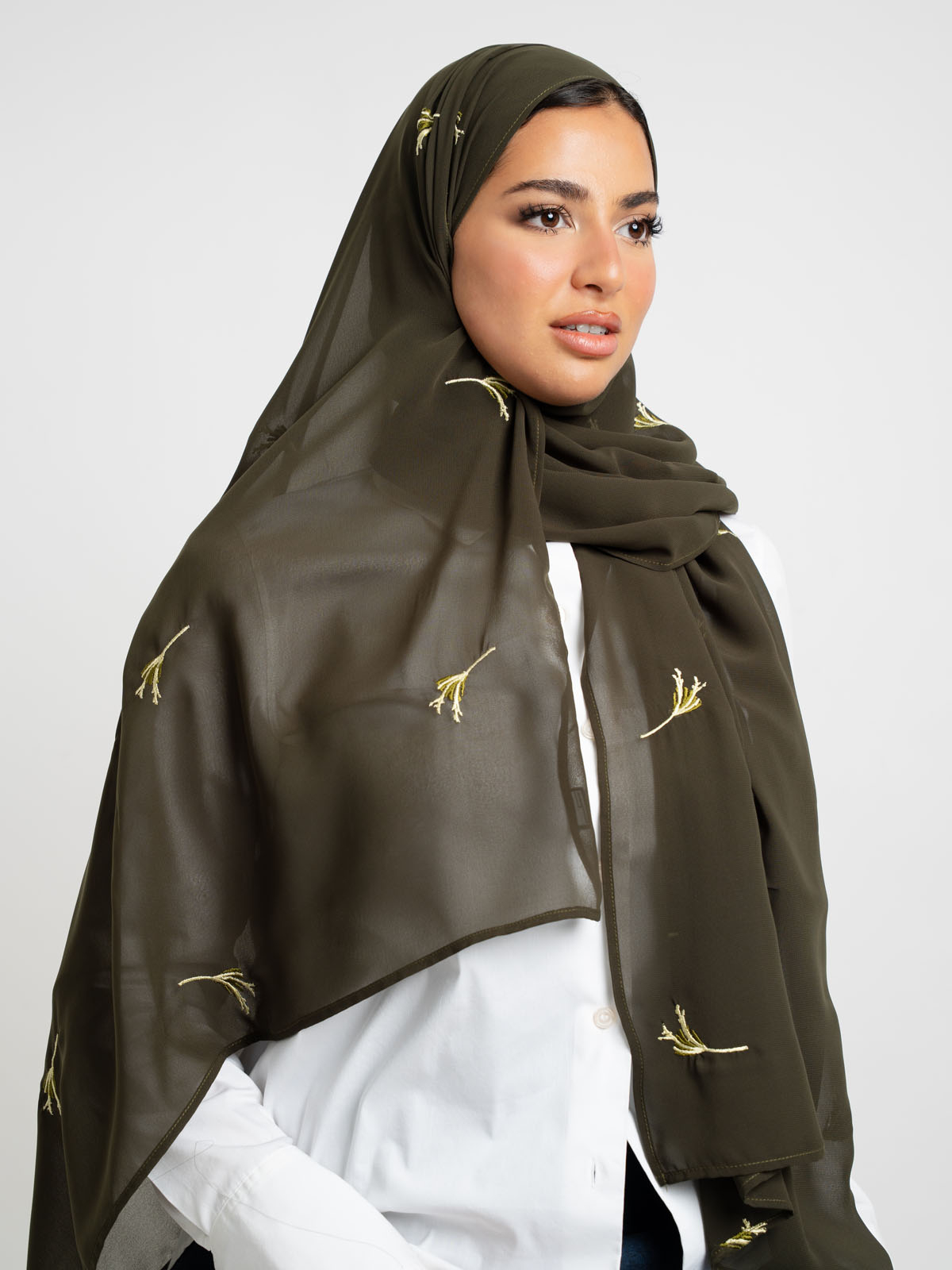 Olive Powder Flower Laser Tarha