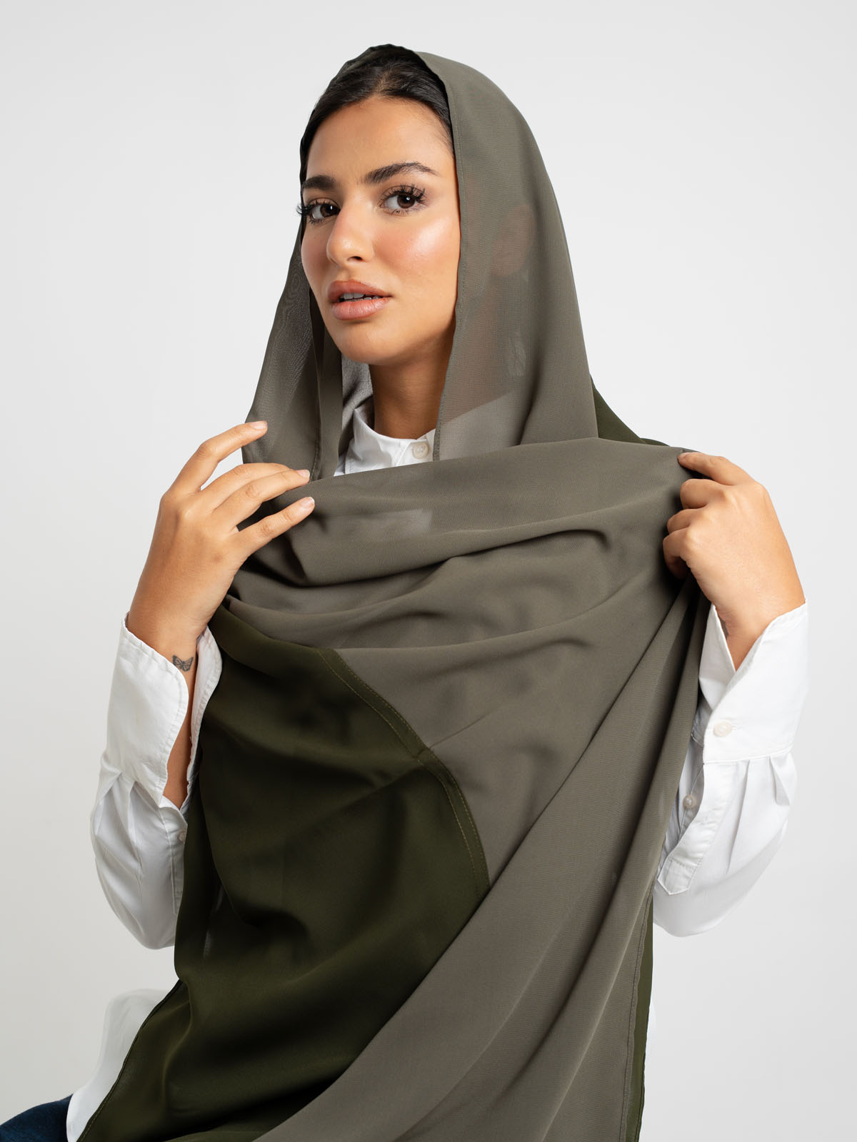 Dark Olive Shades Half-Half Laser Tarha