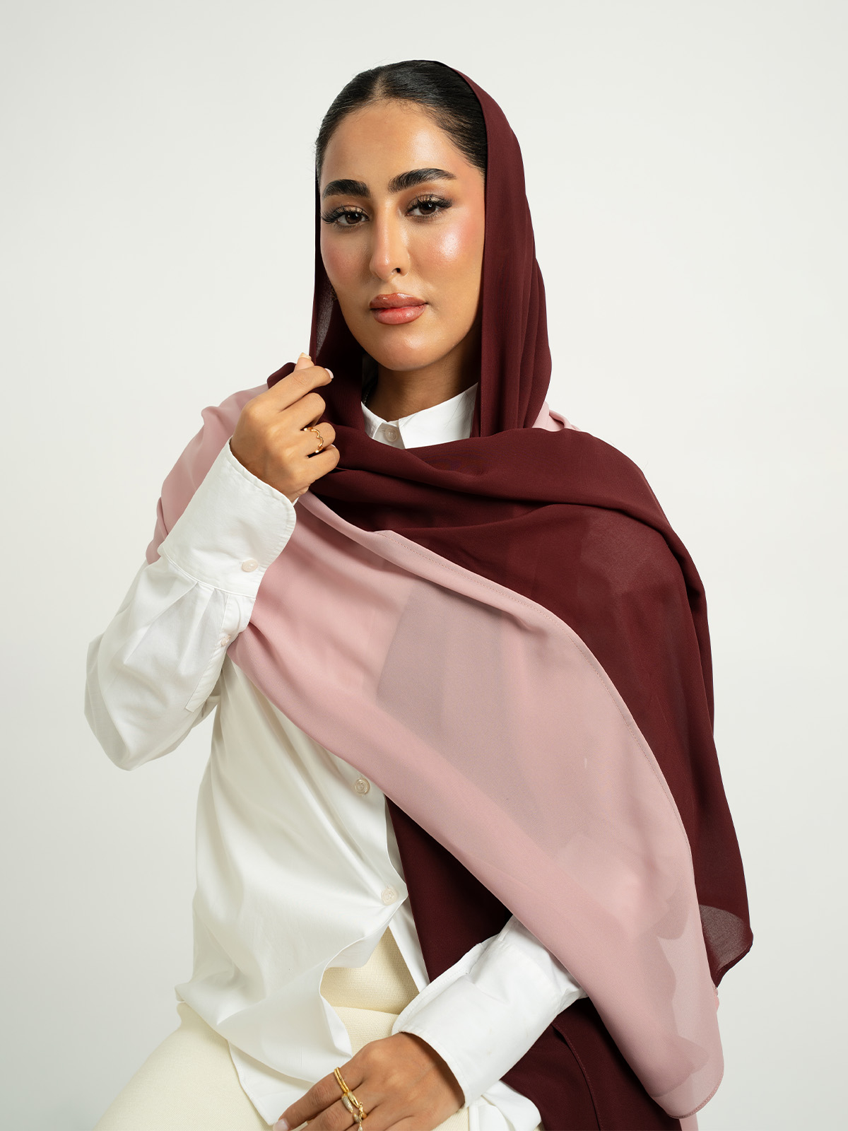 Rose Maroon Half-Half Laser Tarha
